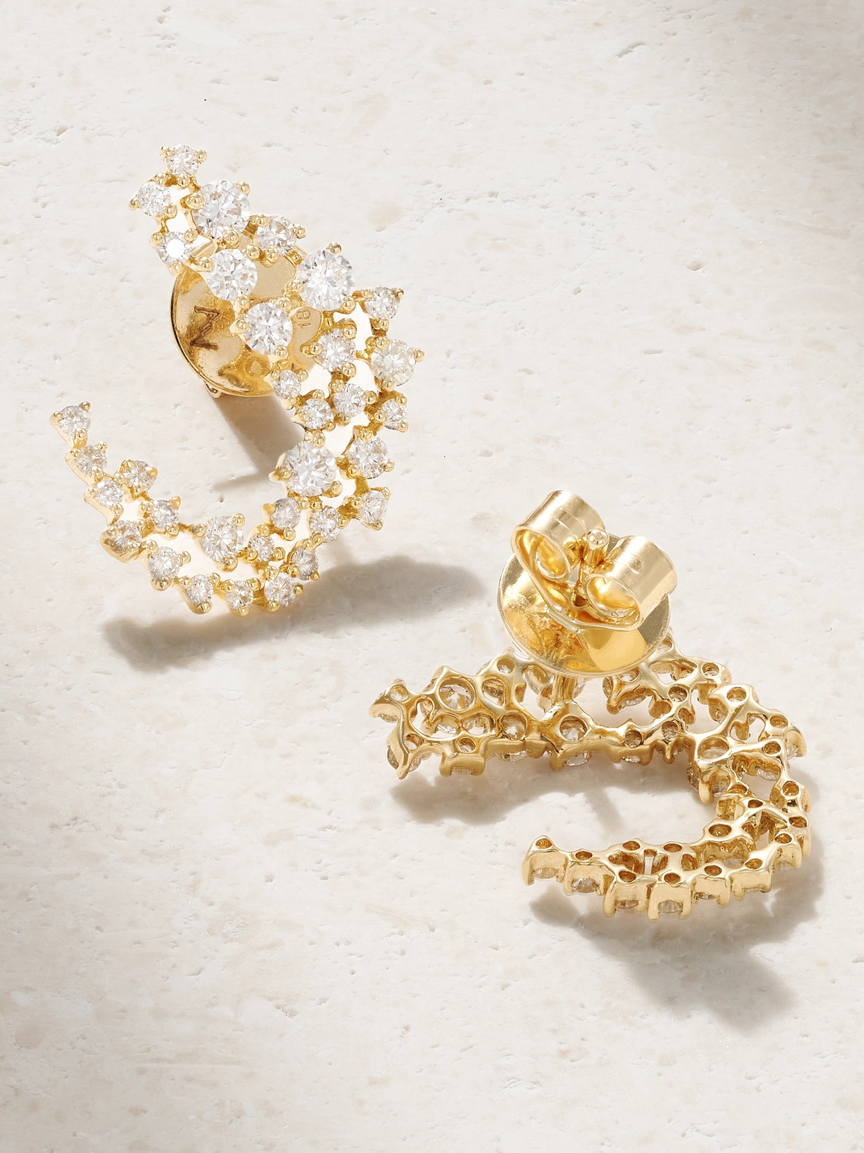 Shop Ananya Scatter Huggies 18-karat Gold Diamond Earrings