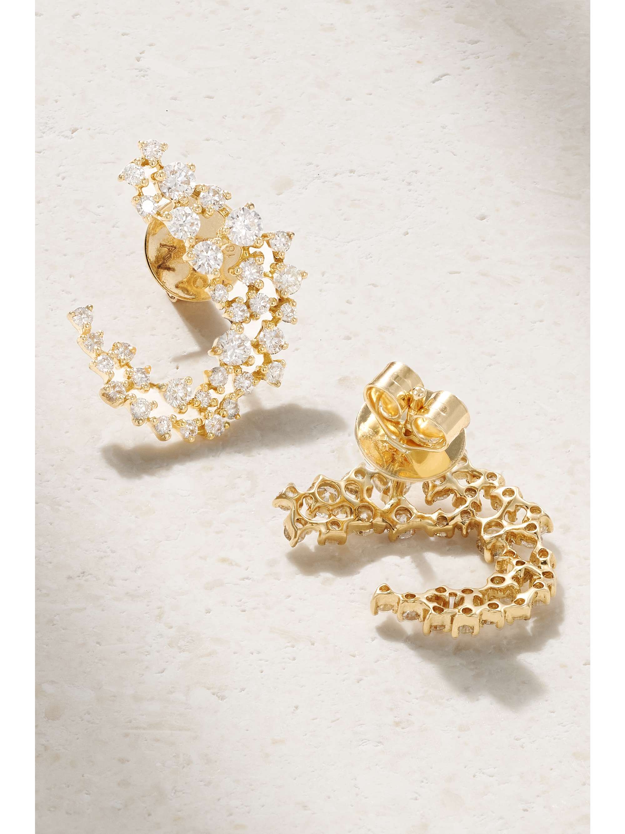 ANANYA Scatter Huggies 18-karat gold diamond earrings