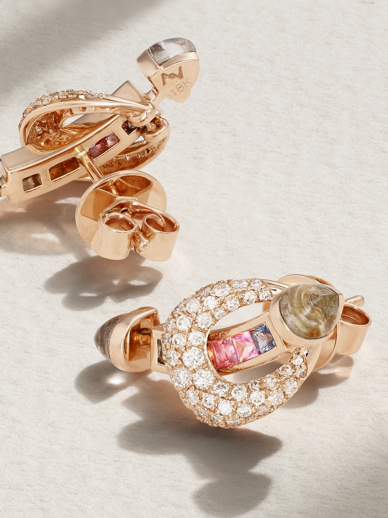 Ananya Chakra 18-karat Rose Gold Multi-stone Earrings In Gold