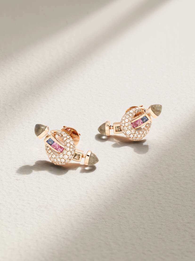 Ananya Chakra 18-karat Rose Gold Multi-stone Earrings