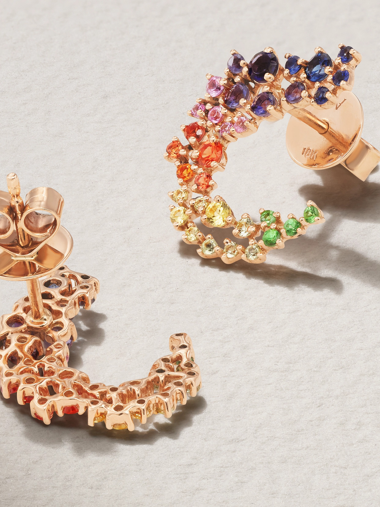 Ananya Scatter Huggies 18-karat Rose Gold Multi-stone Earrings In Gold