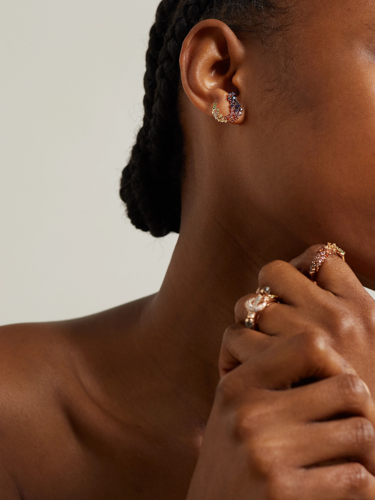 Ananya Scatter Huggies 18-karat Rose Gold Multi-stone Earrings In Gold