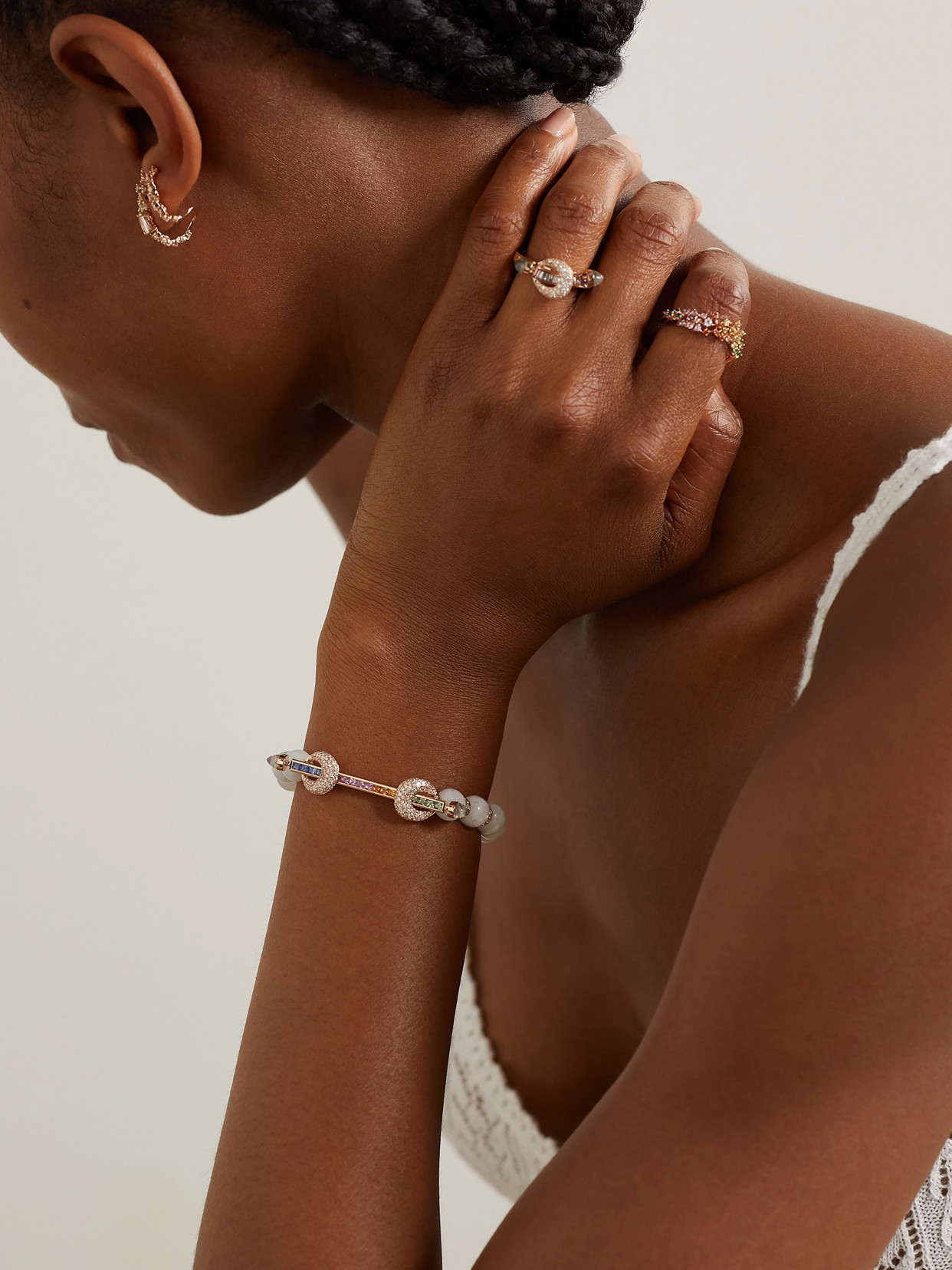 Ananya Chakra 18-karat Rose Gold Multi-stone Bracelet In Gold