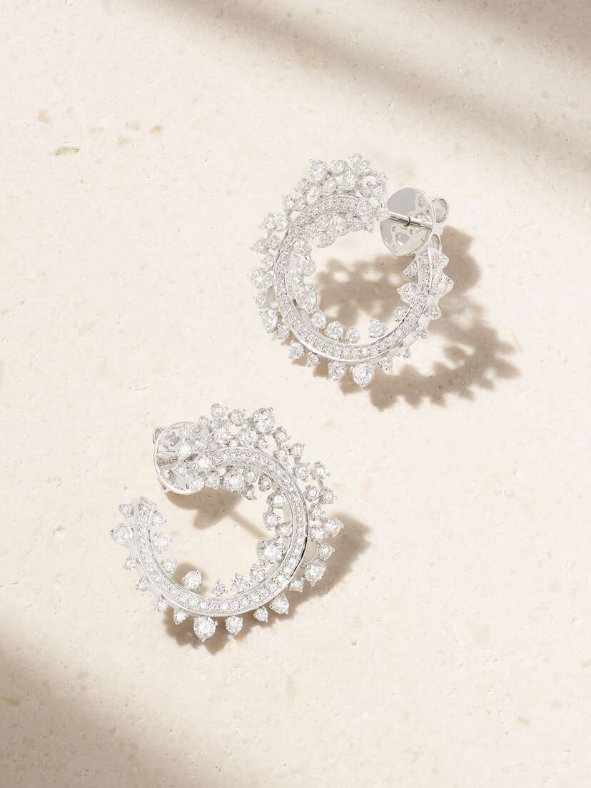 Ananya Scatter Edge 18-karat White Gold Diamond Hoop Earrings