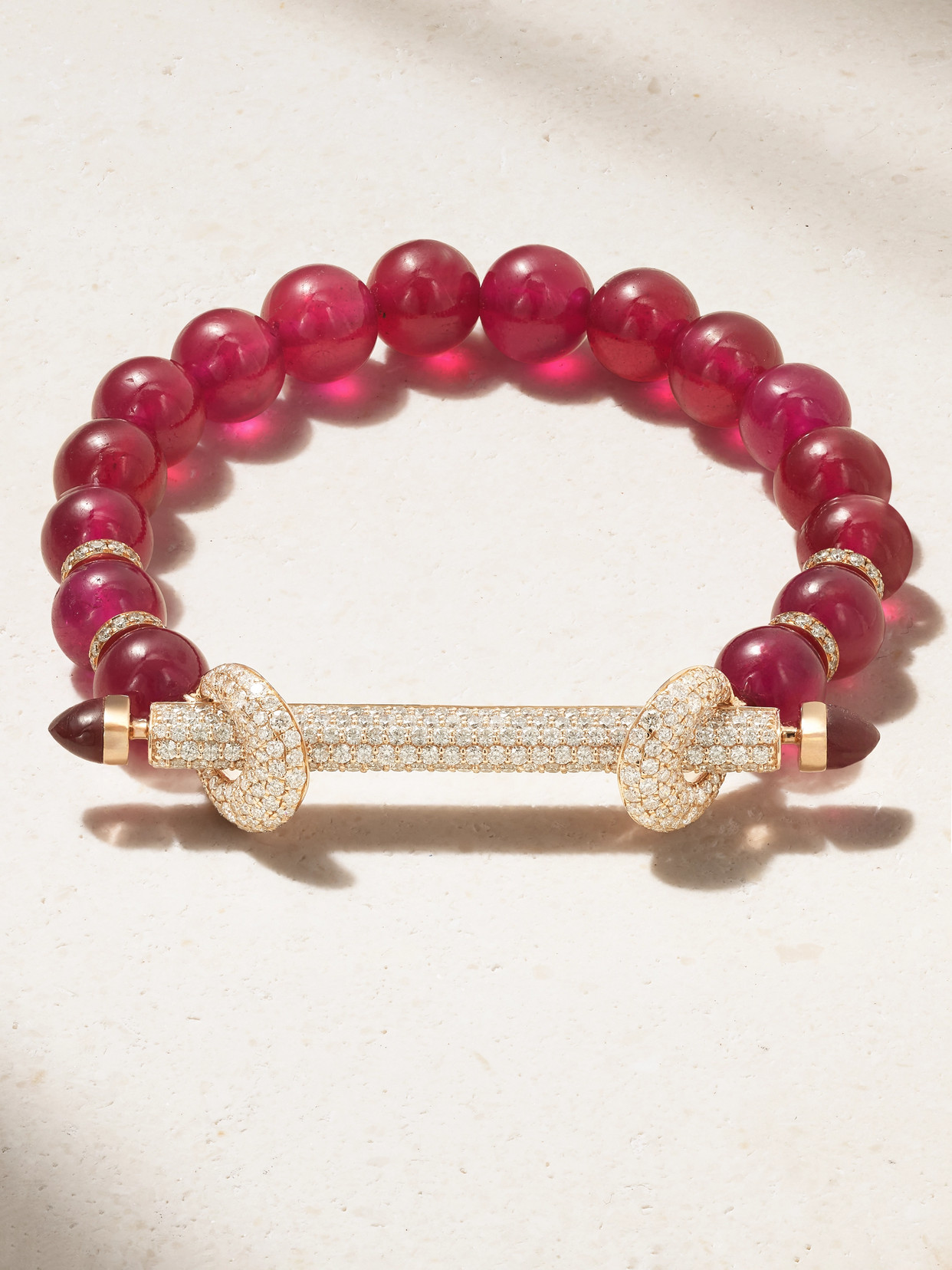 ANANYA CHAKRA 18-KARAT ROSE GOLD, DIAMOND AND RUBY BRACELET