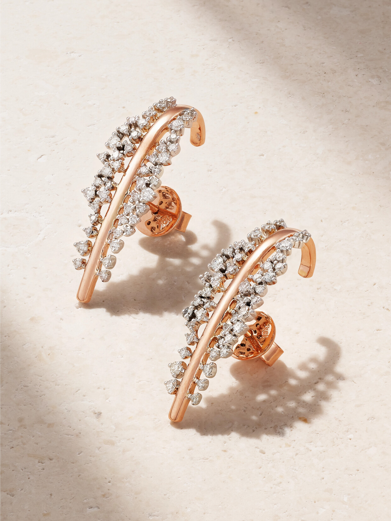 Ananya Scatter 18-karat Rose And White Gold Diamond Earrings