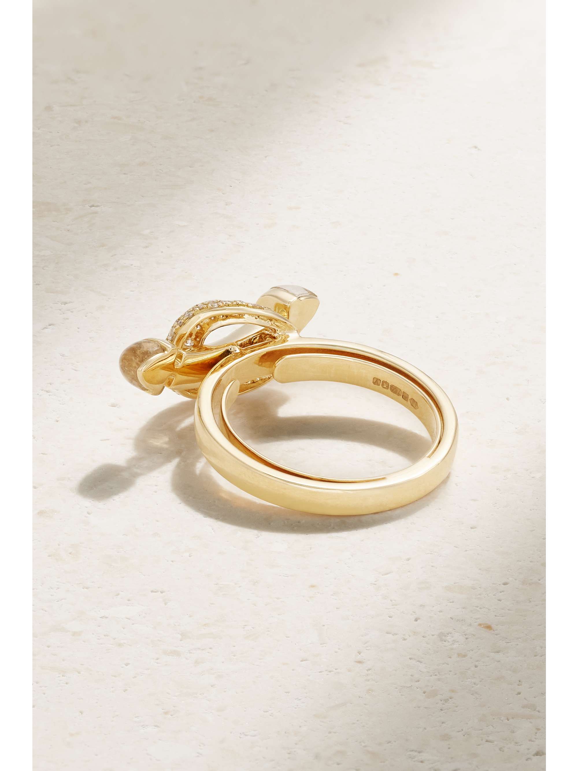 ANANYA Chakra 18-karat gold, quartz and diamond ring