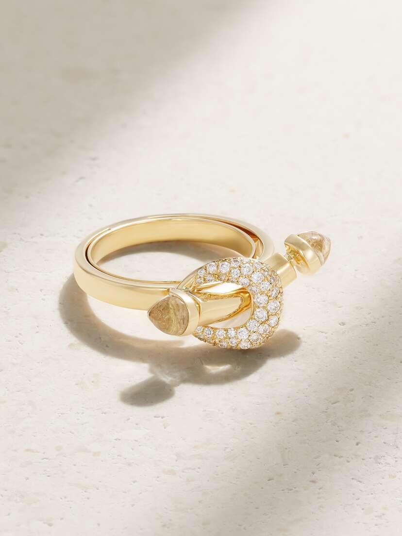 Ananya Chakra 18-karat Gold, Quartz And Diamond Ring