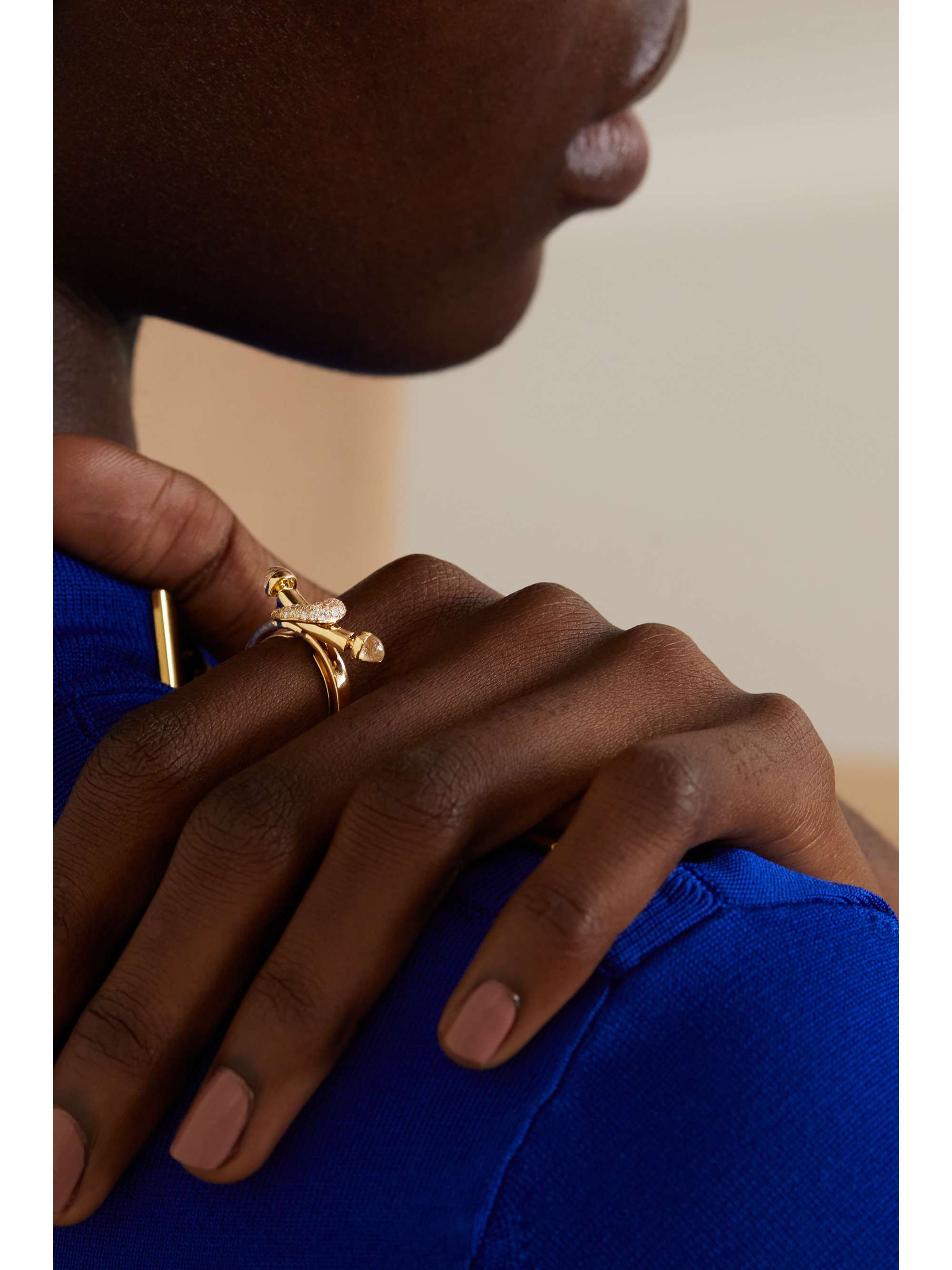 ANANYA Chakra 18-karat gold, quartz and diamond ring