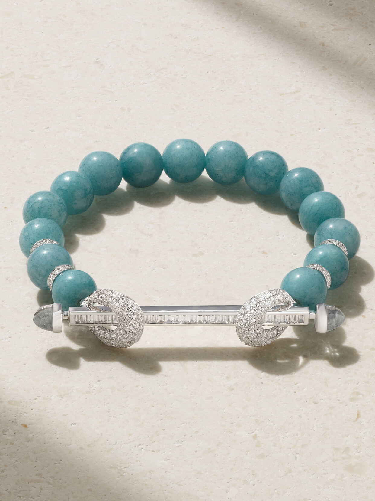 Ananya - Chakra 18-karat White Gold, Aquamarine And Diamond Bracelet - 15