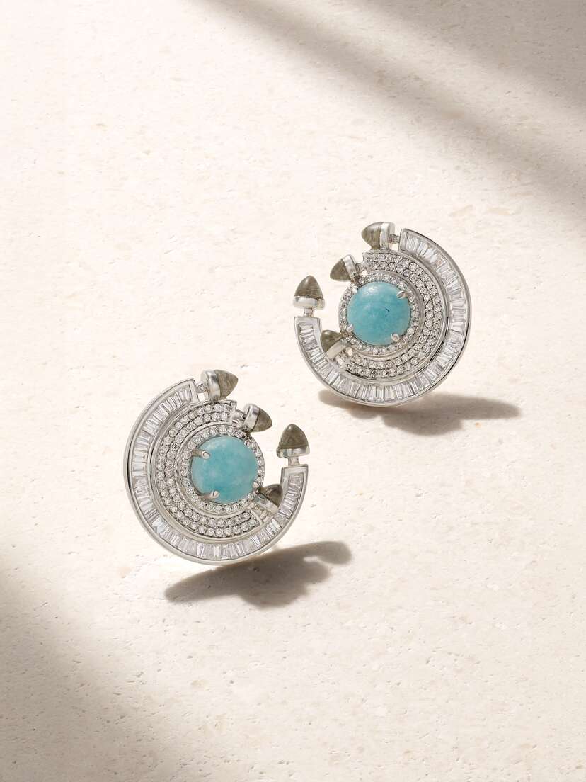 Ananya Chakra 18-karat White Gold Multi-stone Earrings