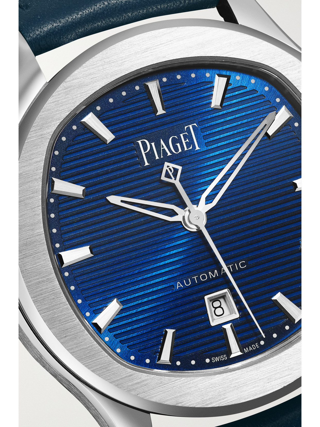 Piaget Polo Date Automatic 36mm Stainless Steel And Leather Watch In Silver