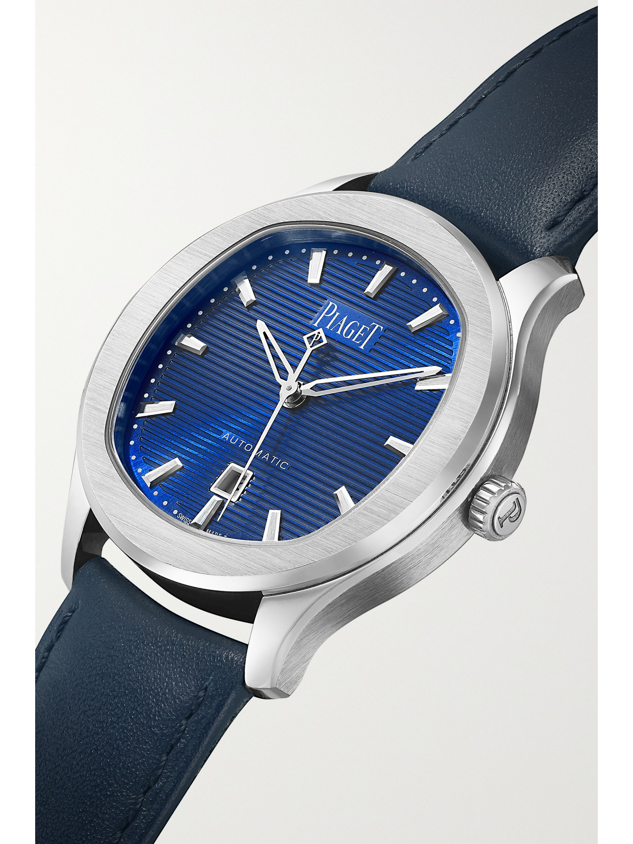 Piaget Polo Date Automatic 36mm Stainless Steel And Leather Watch In Silver