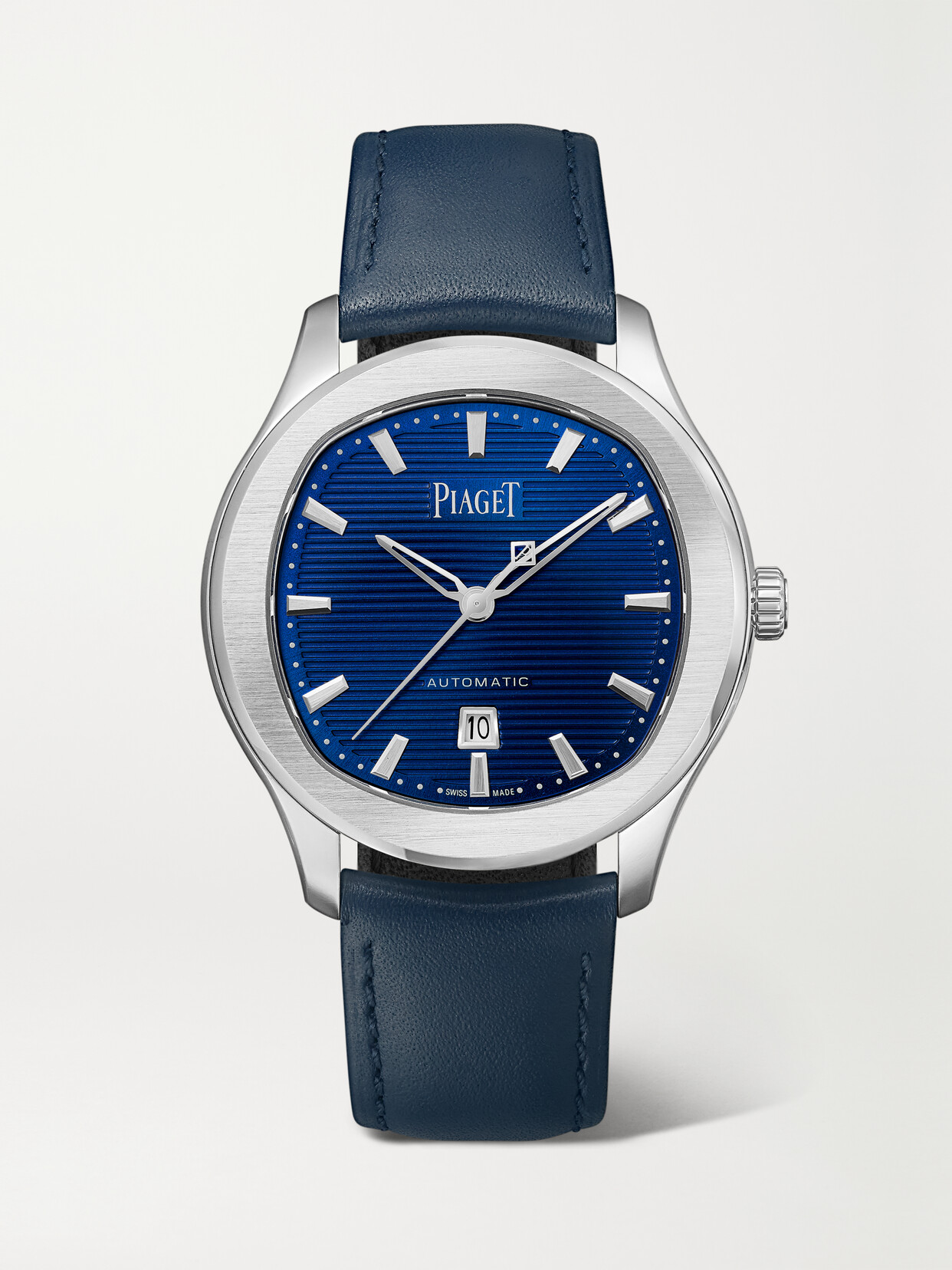 Piaget Polo Date Automatic 36mm Stainless Steel And Leather Watch In Silver