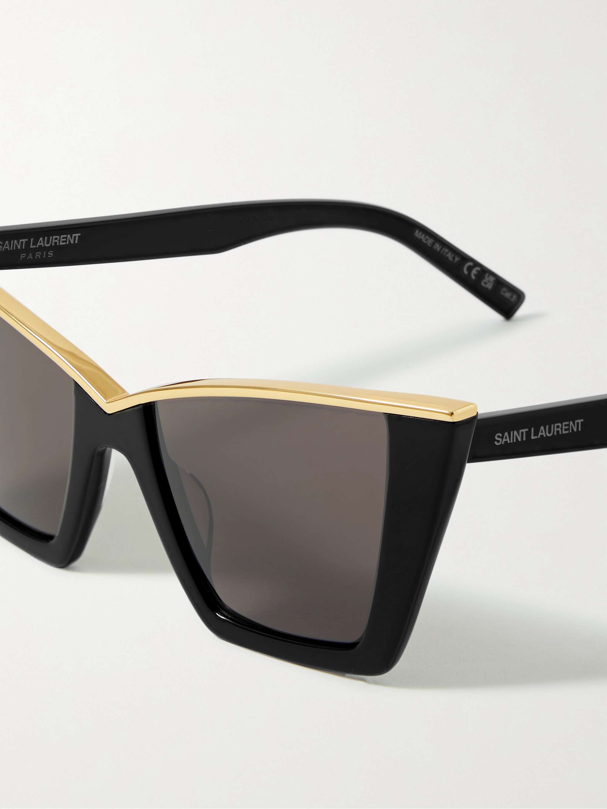 SAINT LAURENT EYEWEAR Cateye acetate and goldtone sunglasses NETA