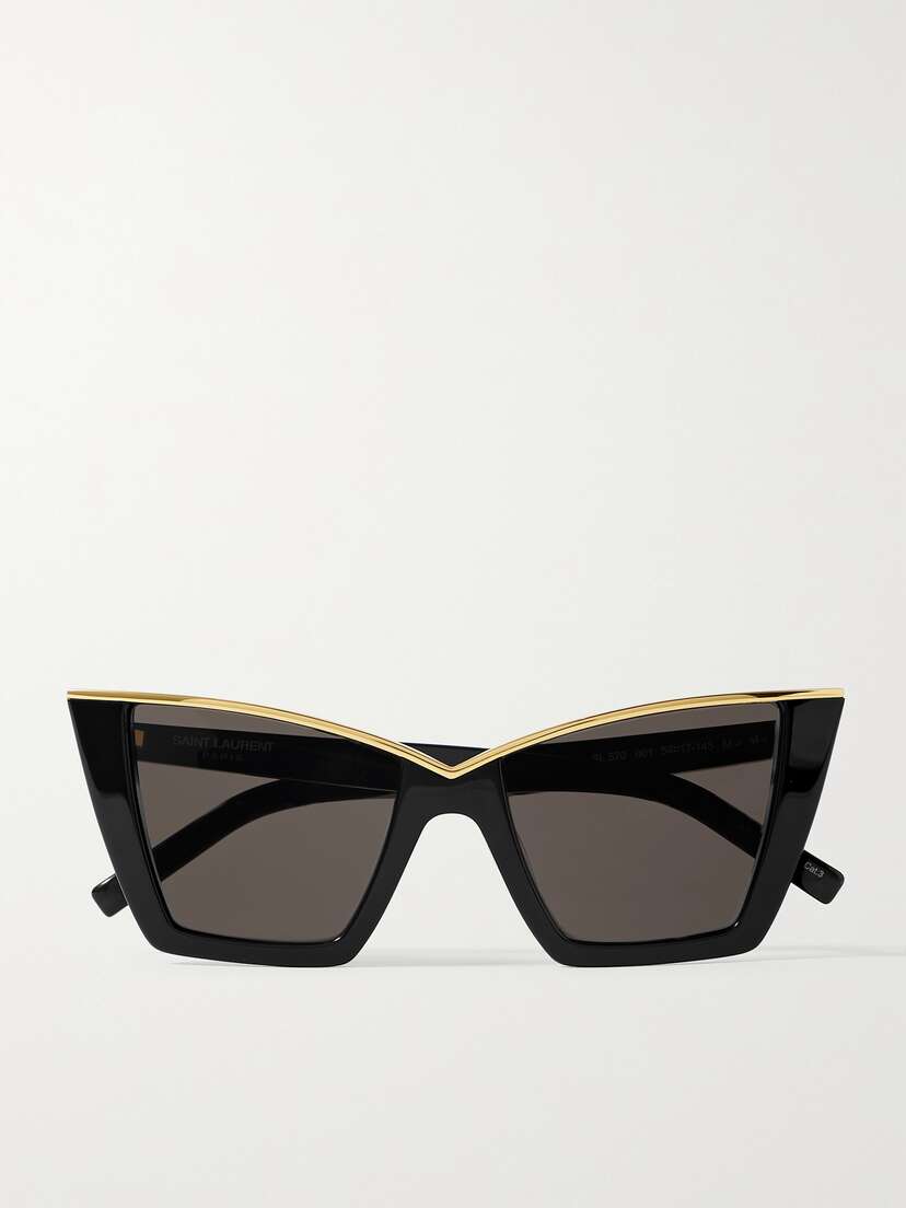 Saint Laurent Eyewear Cat-eye Acetate And Gold-tone Sunglasses