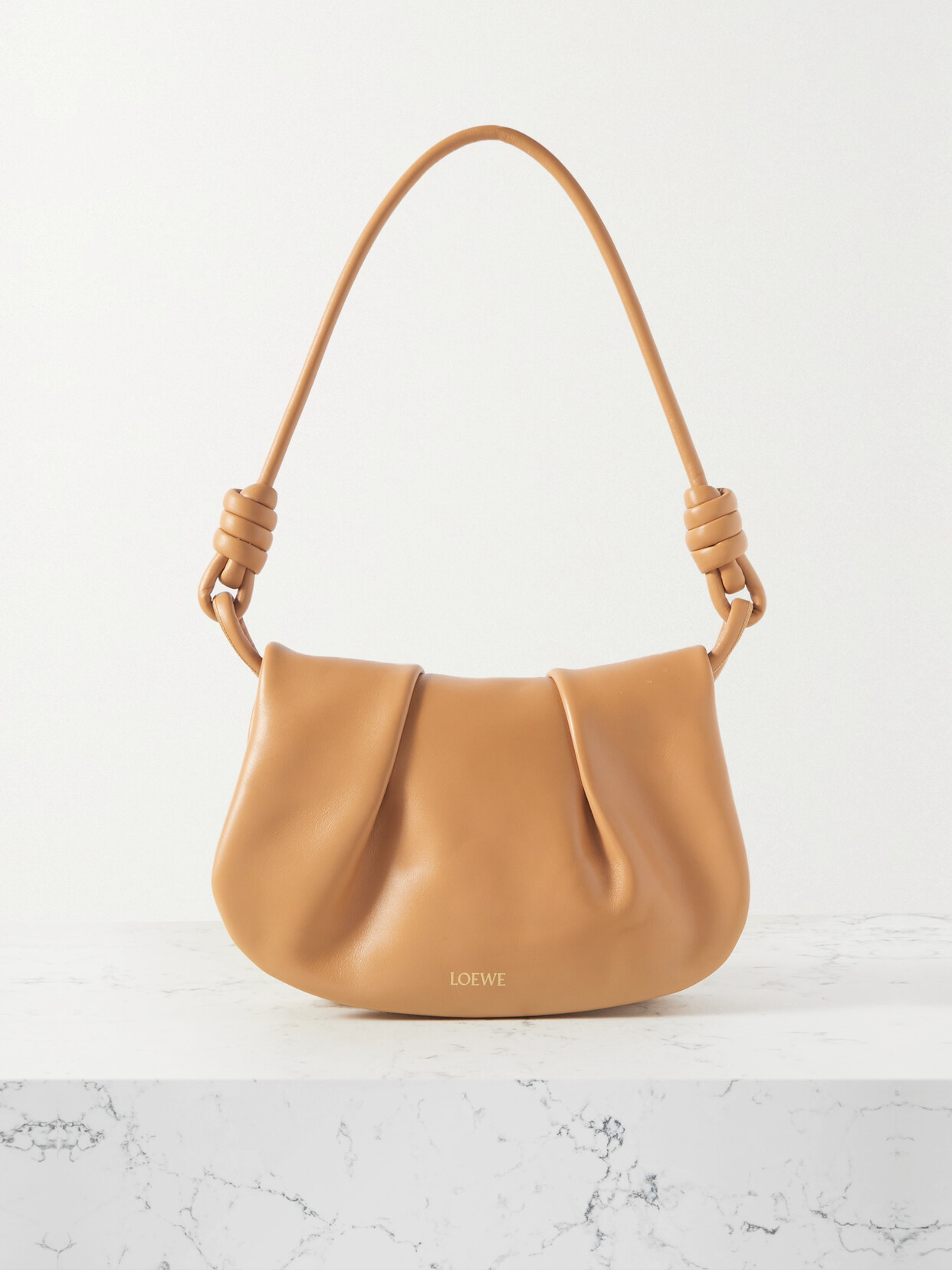 Loewe Paseo Satchel Pleated Leather Shoulder Bag