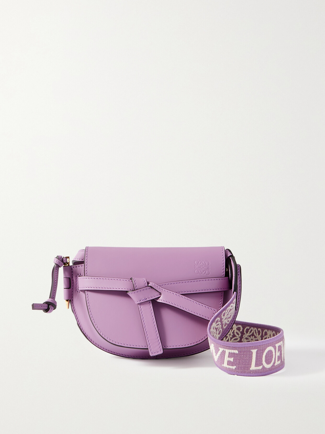 Shop Loewe Gate Dual Mini Leather Shoulder Bag In Purple