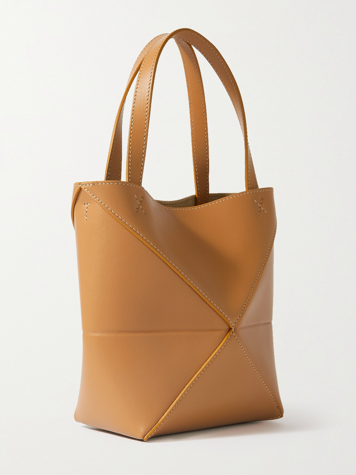 Loewe Puzzle Fold Medium Tote Bag In Shiny Leather In Brown