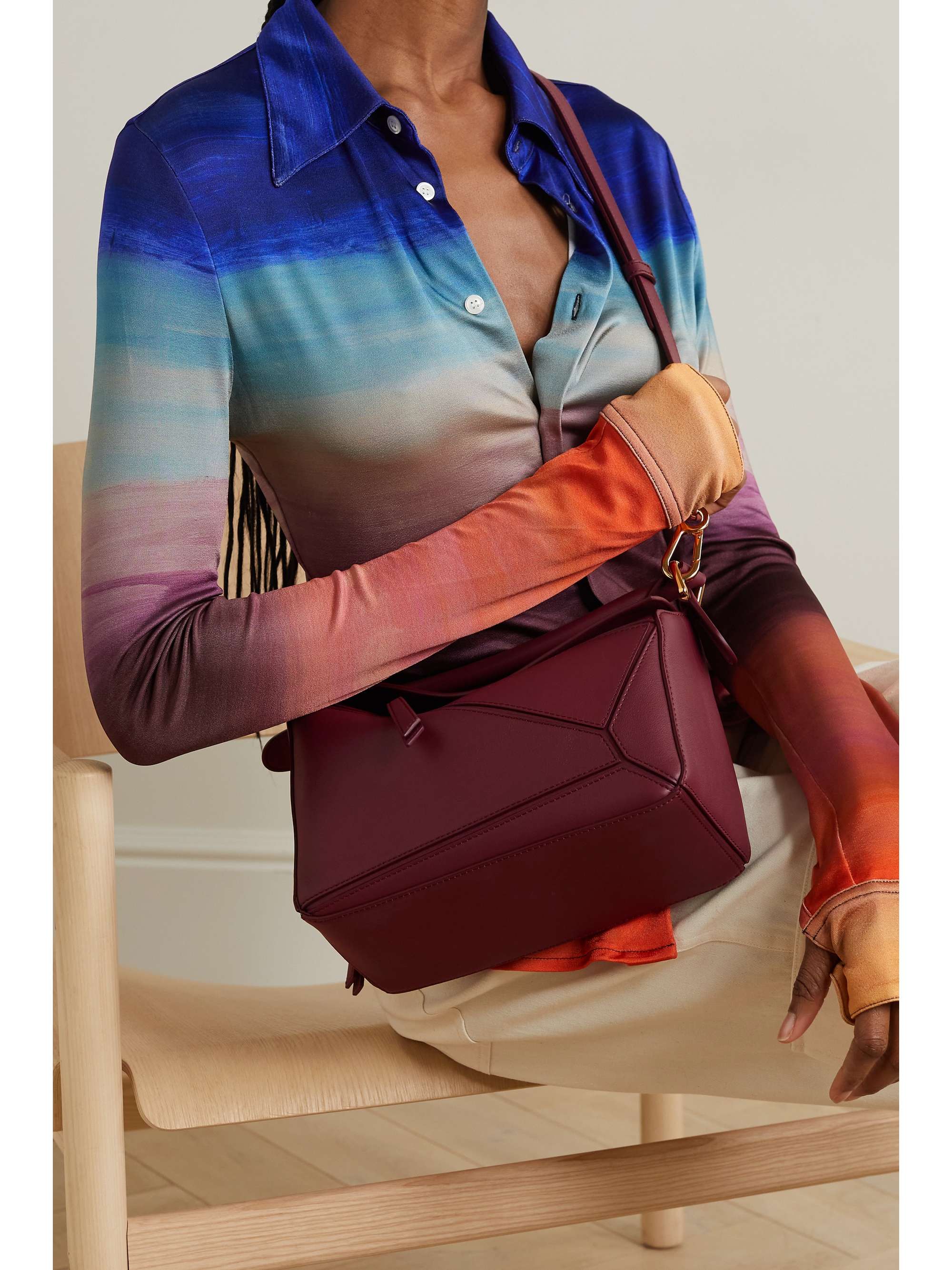 LOEWE Borsa a spalla piccola in pelle testurizzata Puzzle
