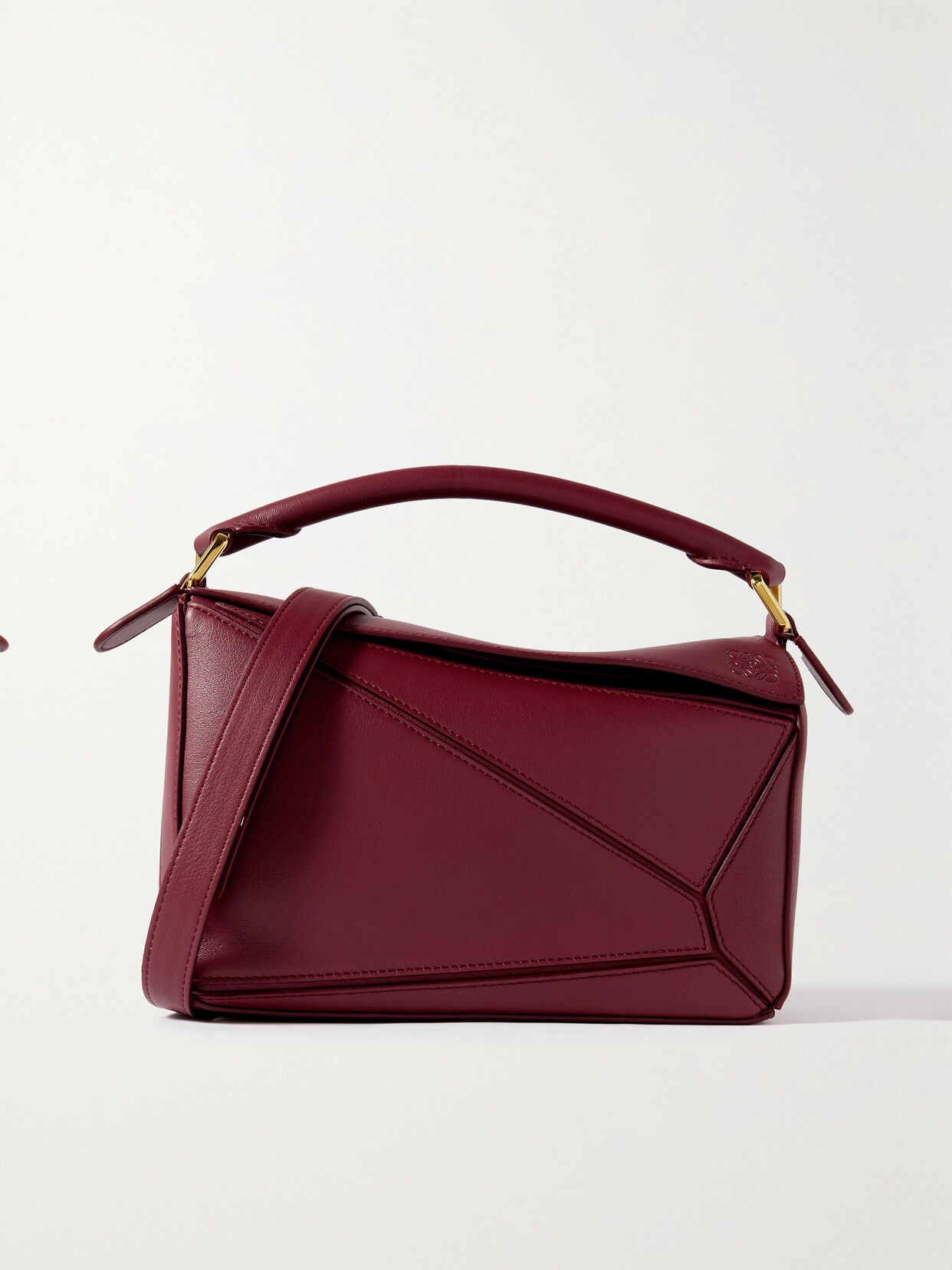 Loewe Puzzle Small Leather Shoulder Bag In Burgundy