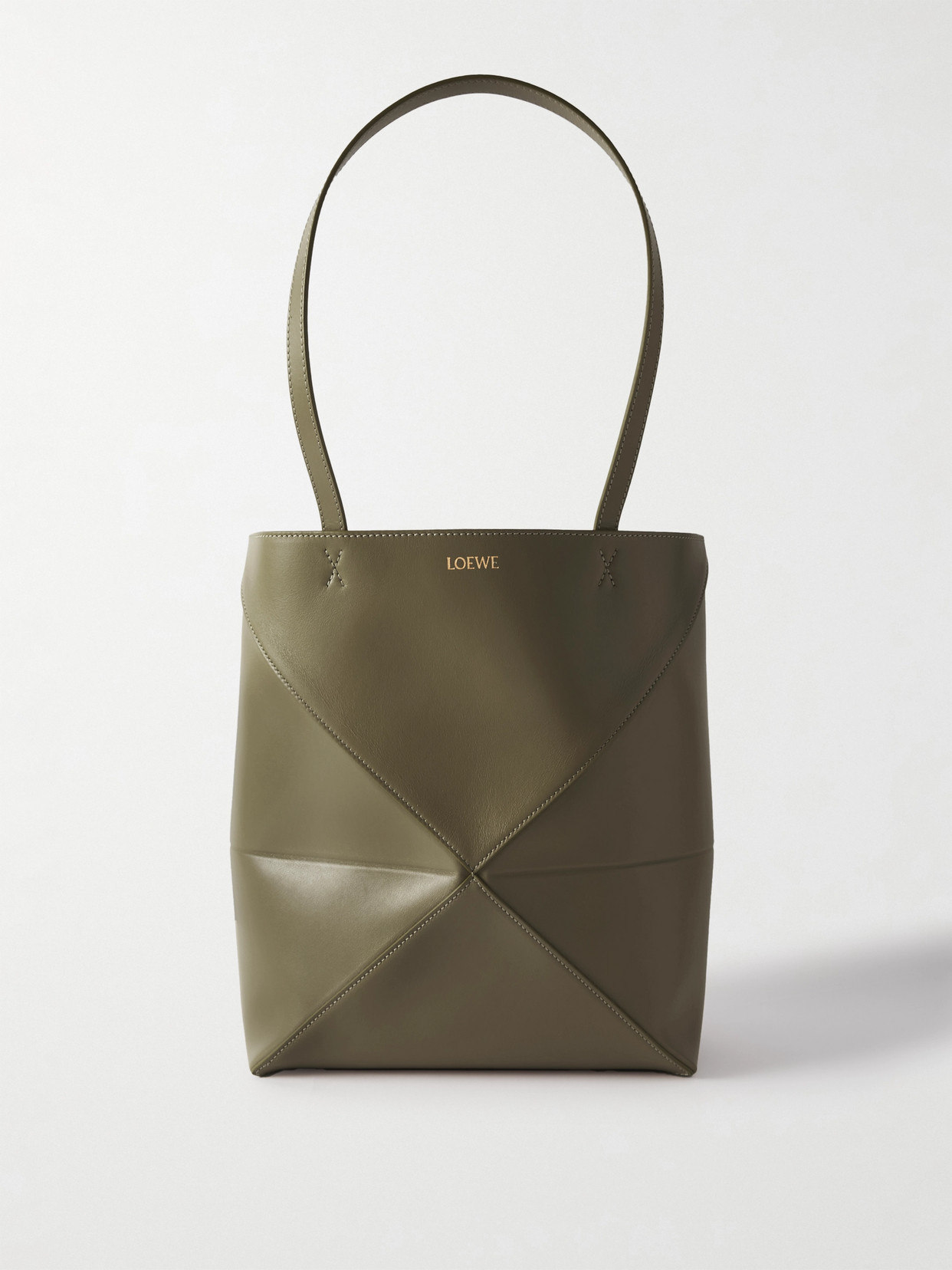 Loewe - Puzzle Fold Convertible Medium Leather Tote - Green