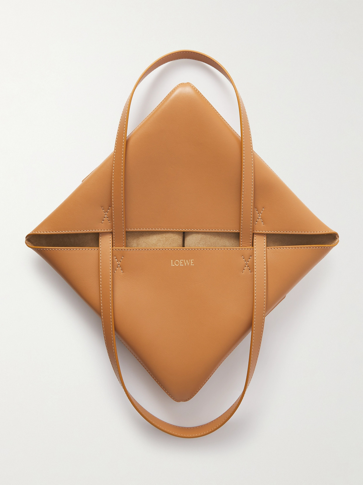 Loewe Puzzle Fold Medium Tote Bag In Shiny Leather In Brown