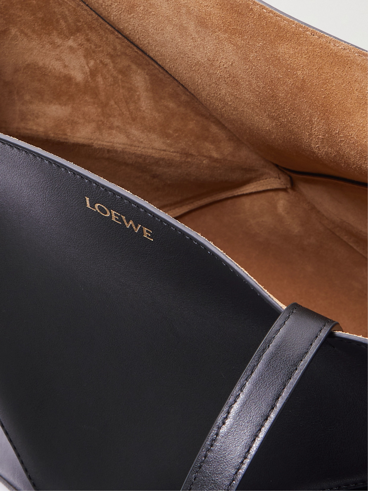 Loewe Puzzle Fold Convertible Medium Leather Tote In Black