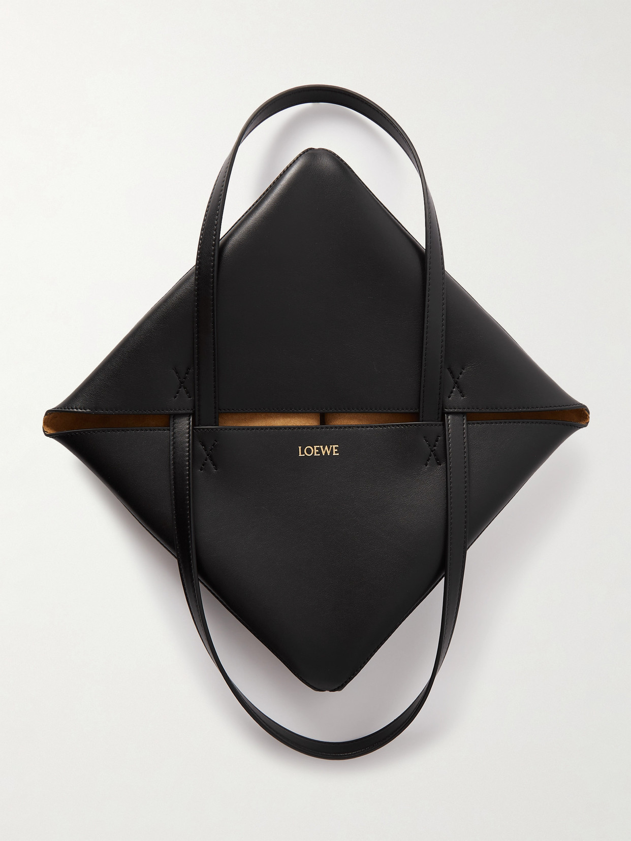 Loewe Puzzle Fold Convertible Medium Leather Tote In Black