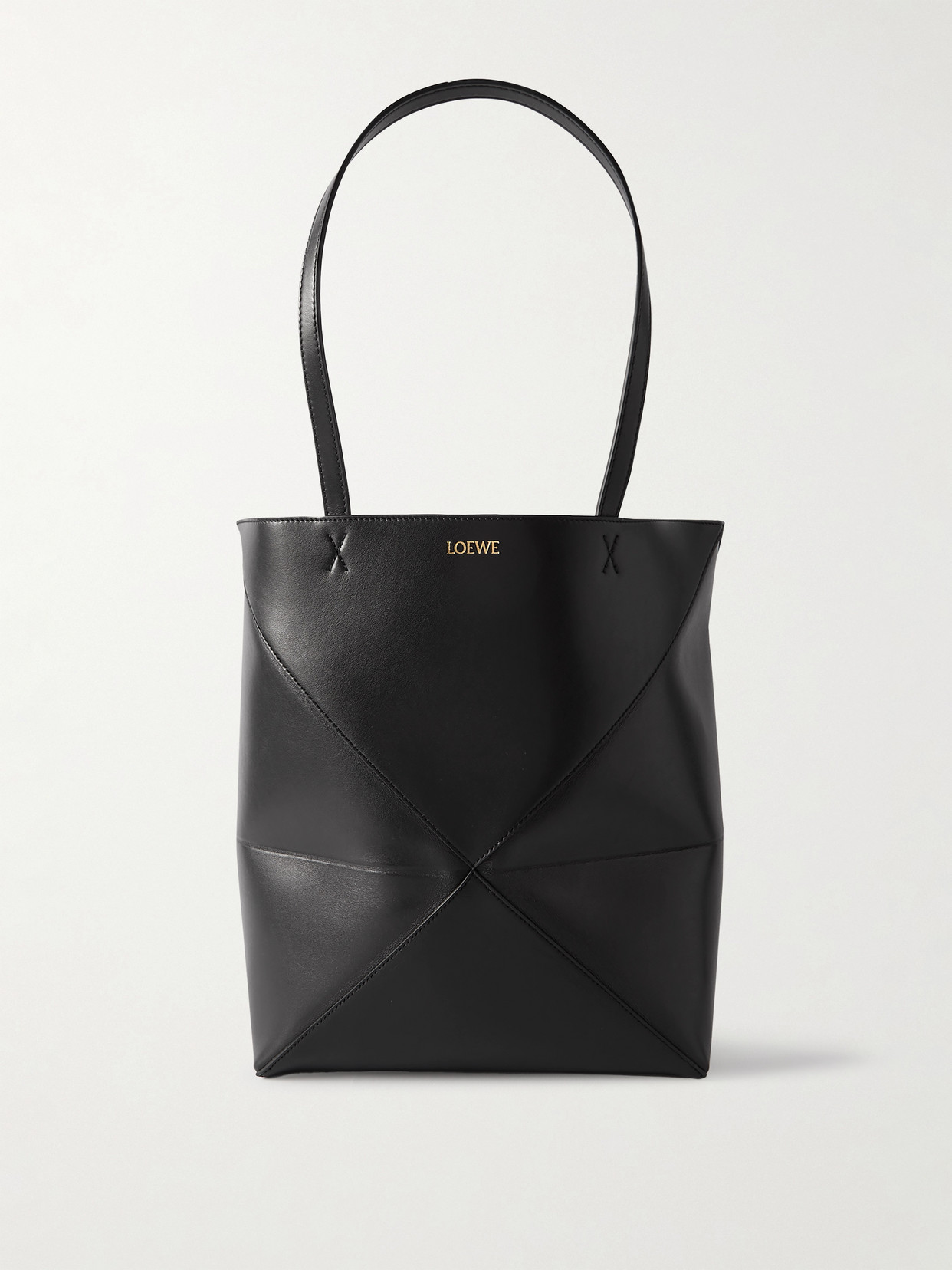 Loewe Puzzle Convertible Medium Leather Tote In Black