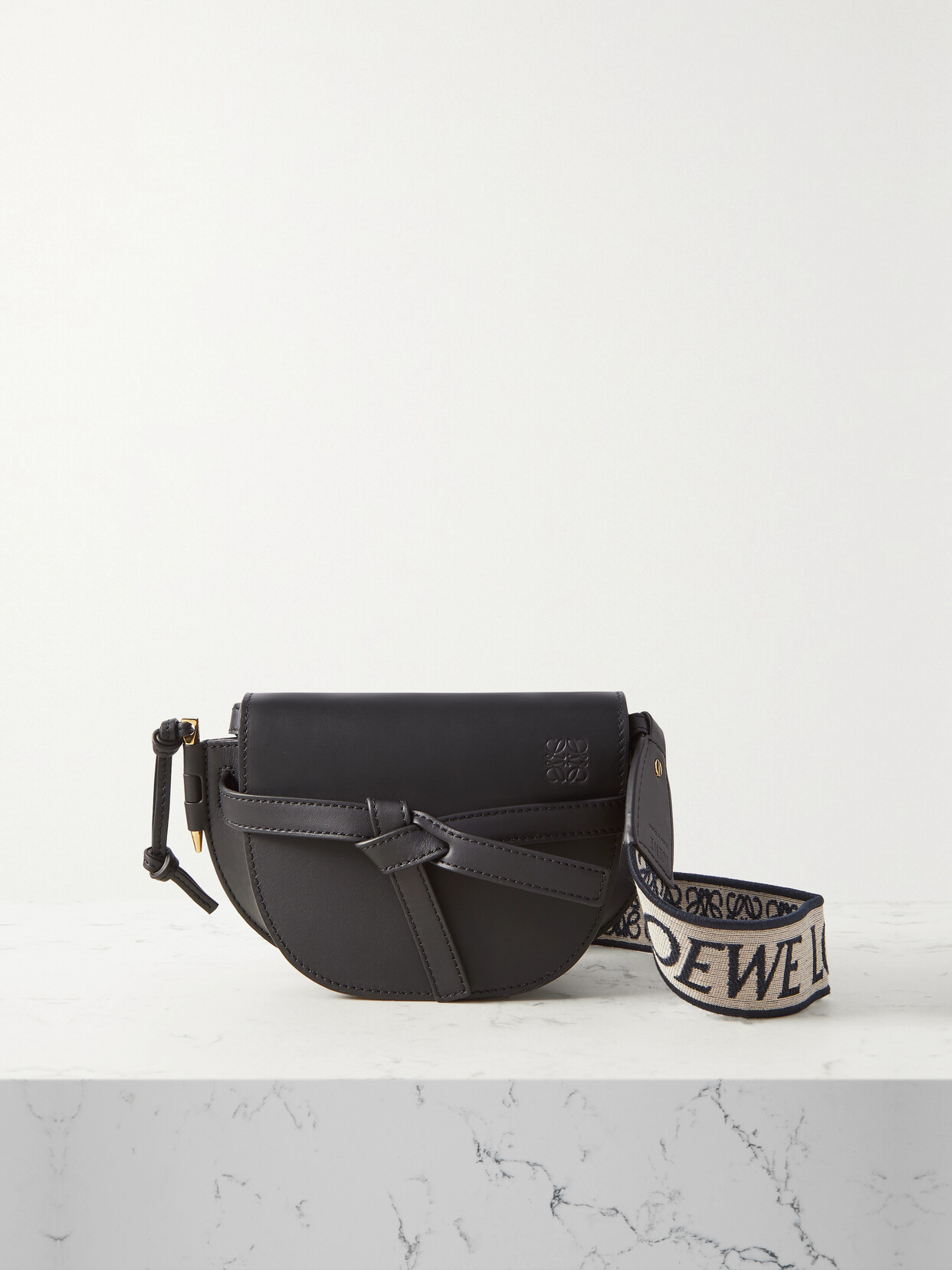 Shop Loewe Gate Dual Mini Leather Shoulder Bag In Black