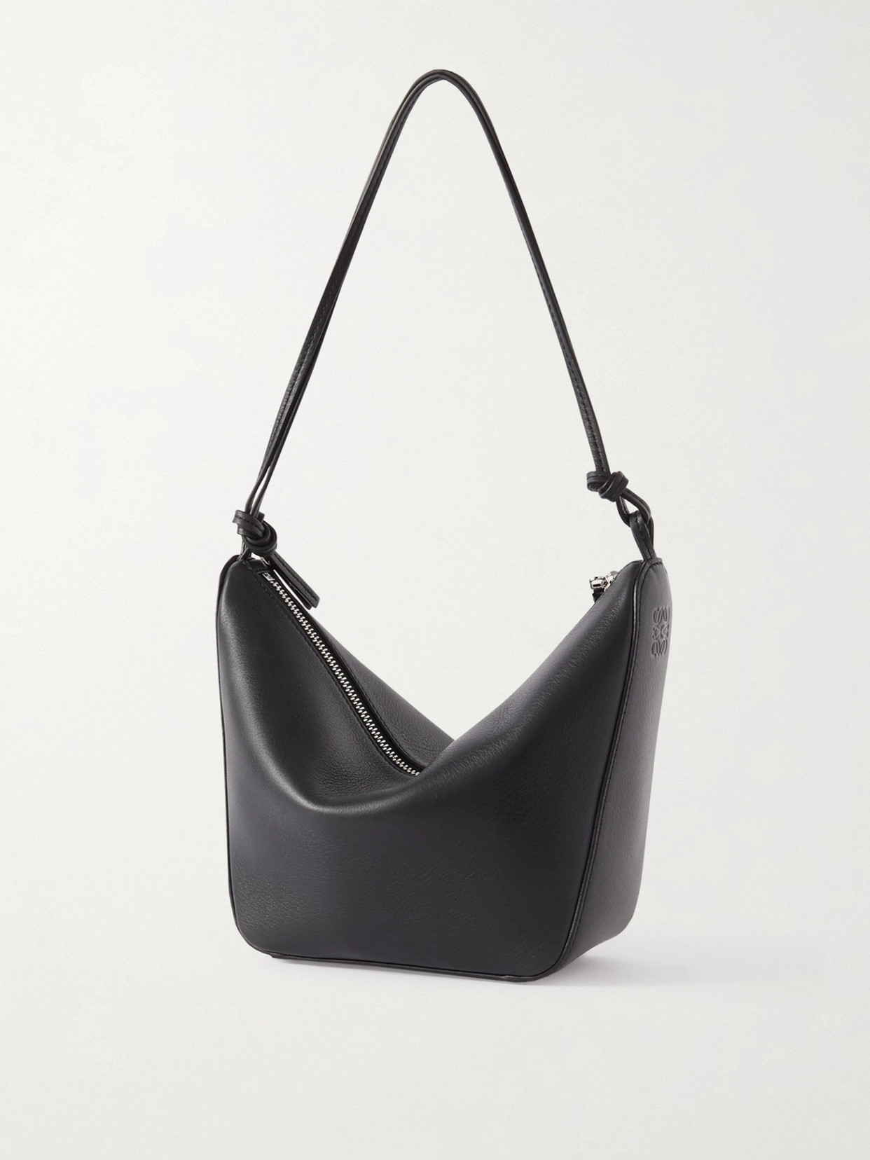 Loewe Mini Puzzle Leather Shoulder Bag In Black