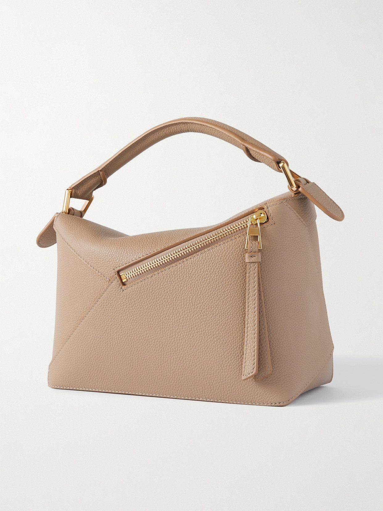 Shop Loewe Puzzle Edge Small Textured-leather Shoulder Bag In Neutrals