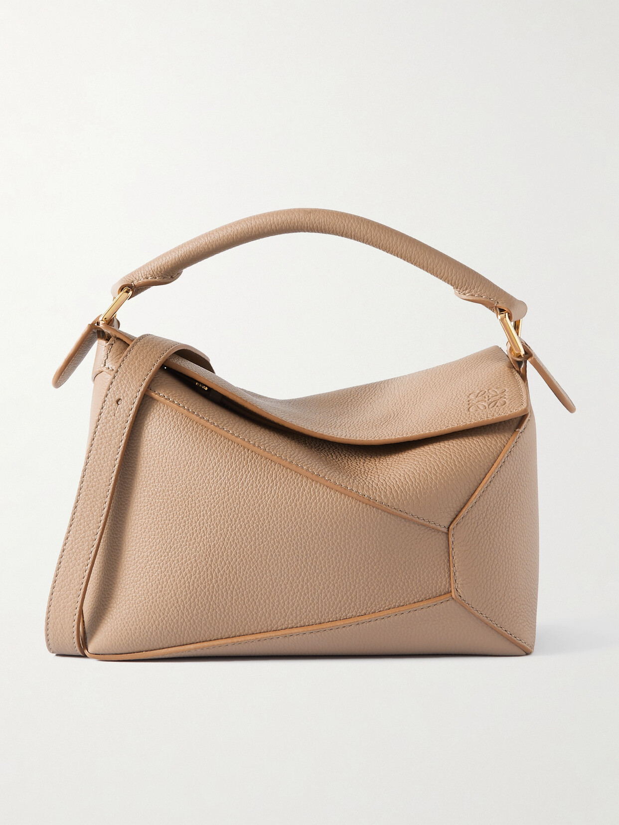 Loewe Puzzle Edge Small Textured-leather Shoulder Bag In Neutrals