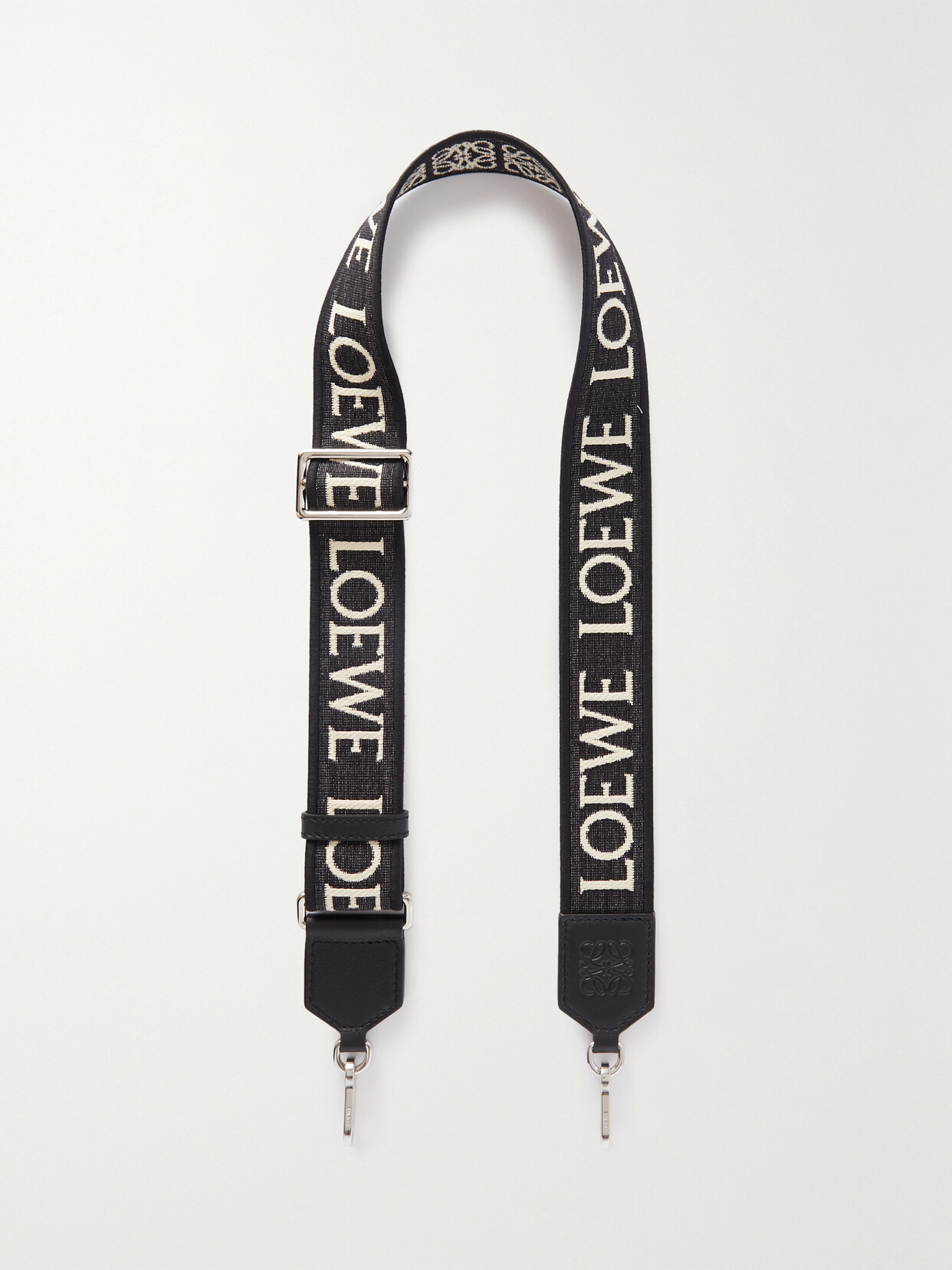 Loewe Anagram Leather-trimmed Canvas-jacquard Bag Strap In Black