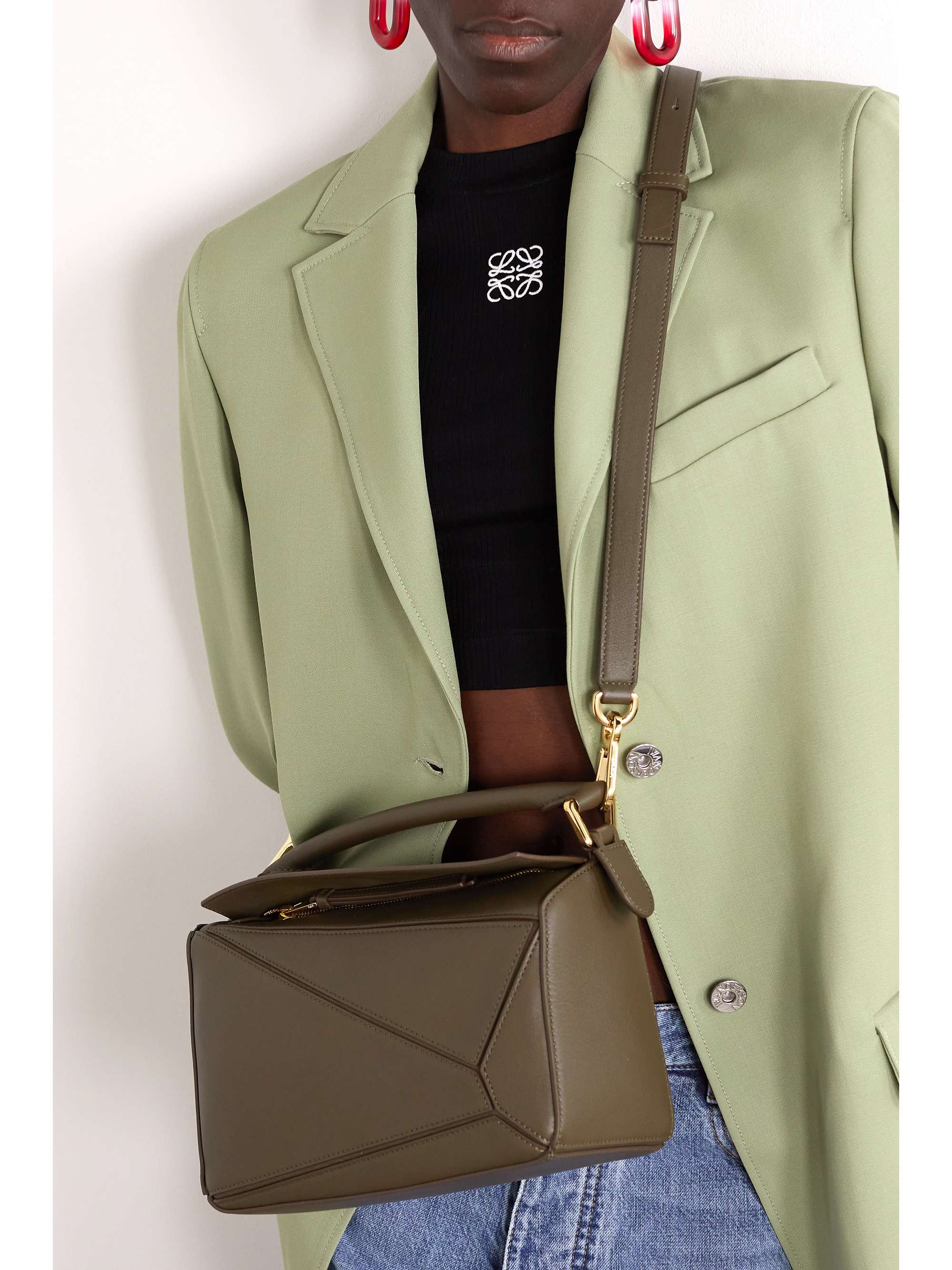 LOEWE Borsa a spalla piccola in pelle testurizzata Puzzle