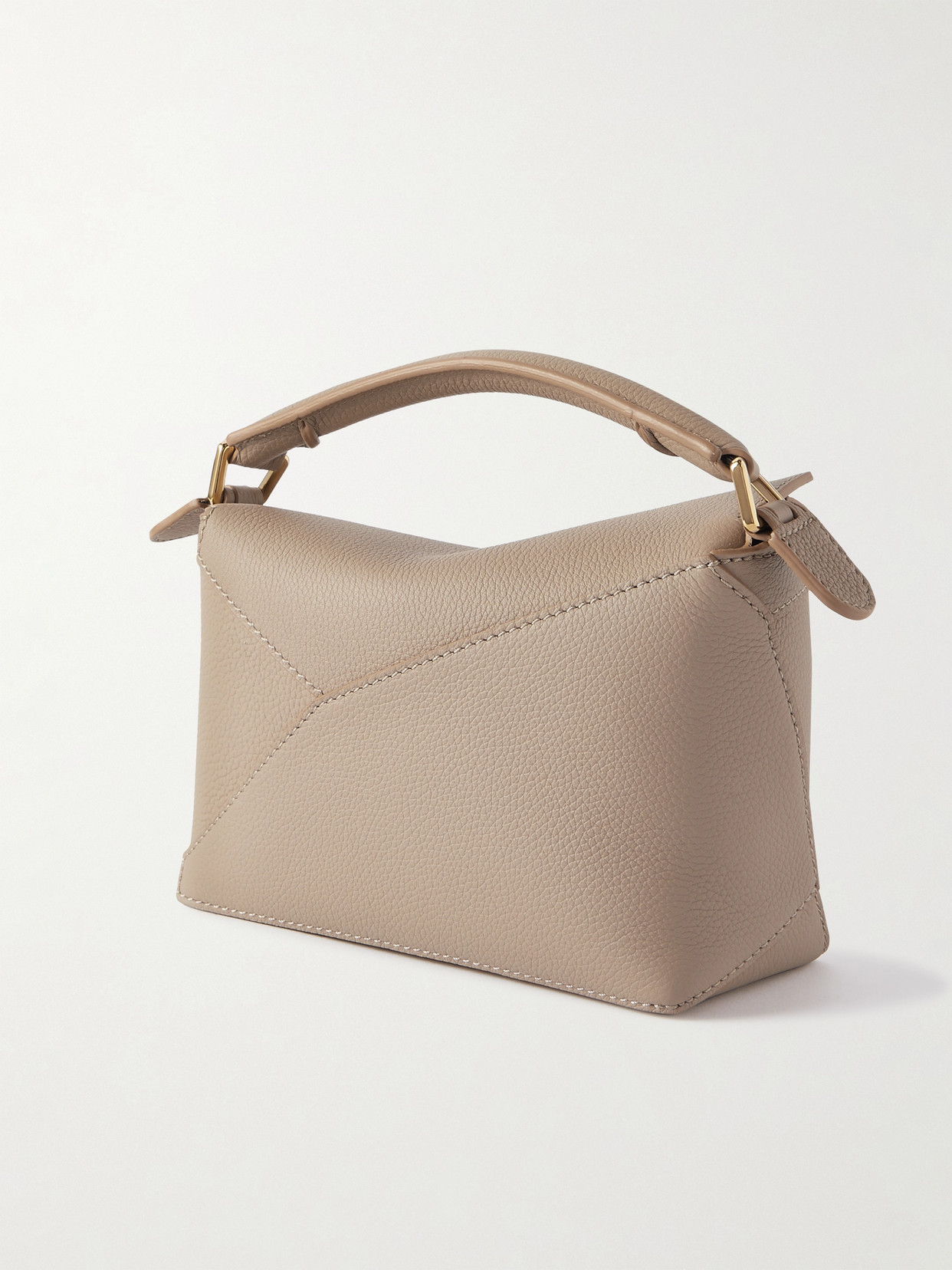 Shop Loewe Puzzle Mini Textured-leather Shoulder Bag In Neutrals