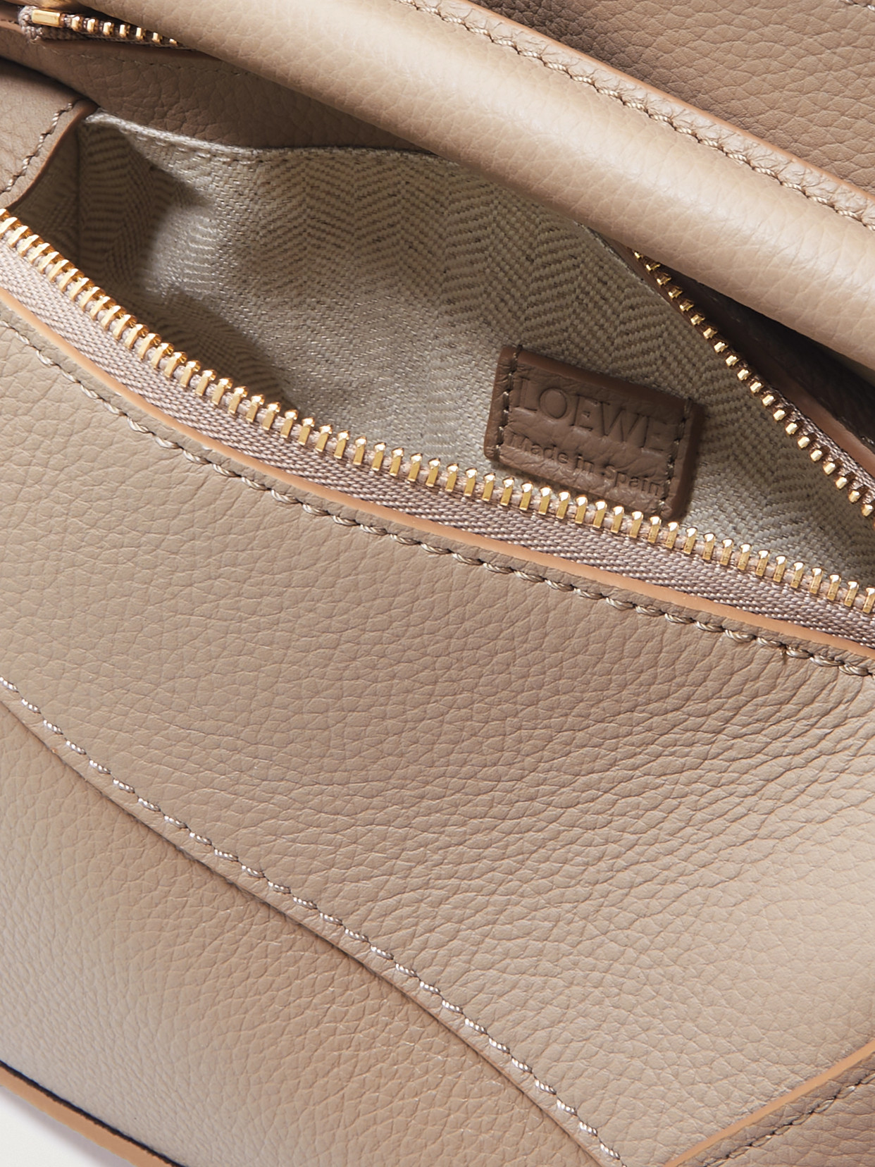 Loewe Mini Leather Puzzle Top-handle Bag In Neutrals