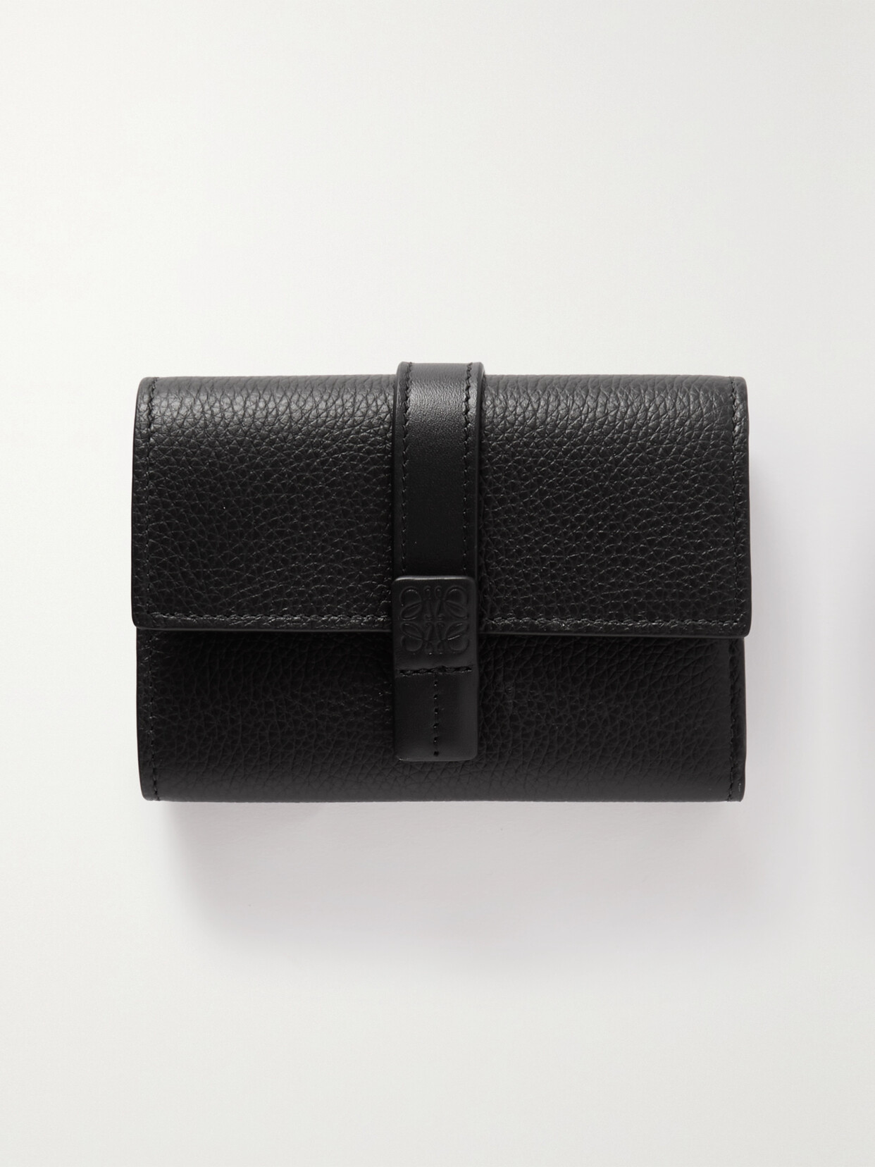 Loewe Textured And Smooth Leather Wallet In Black