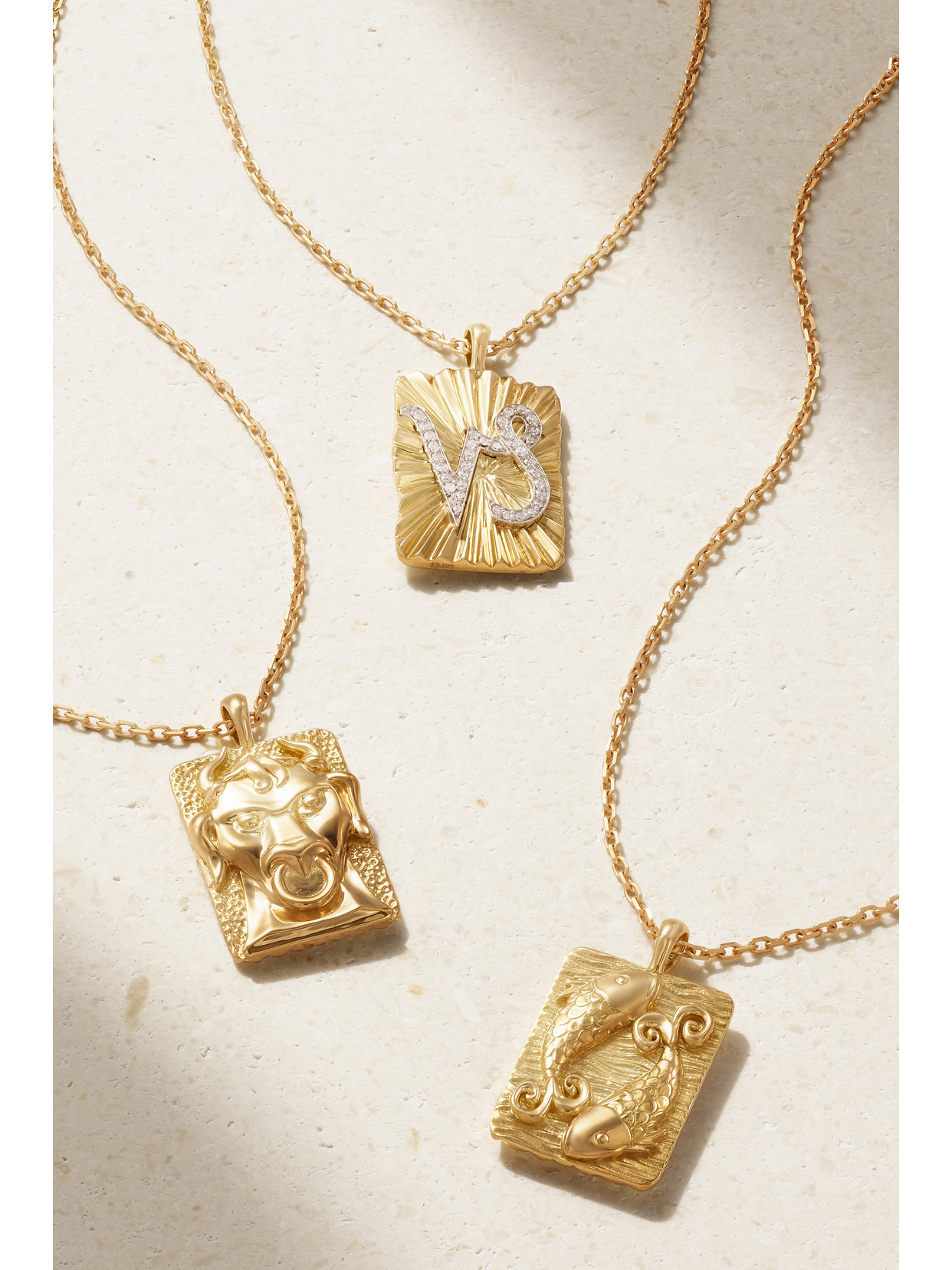 Shop David Webb Zodiac 18-karat Gold, Platinum And Diamond Necklace