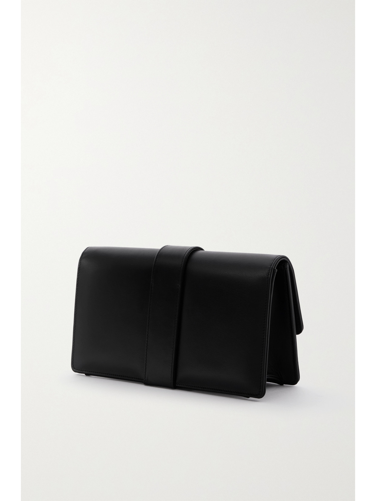 Manolo Blahnik Capri Crystal-embellished Leather Clutch In Black
