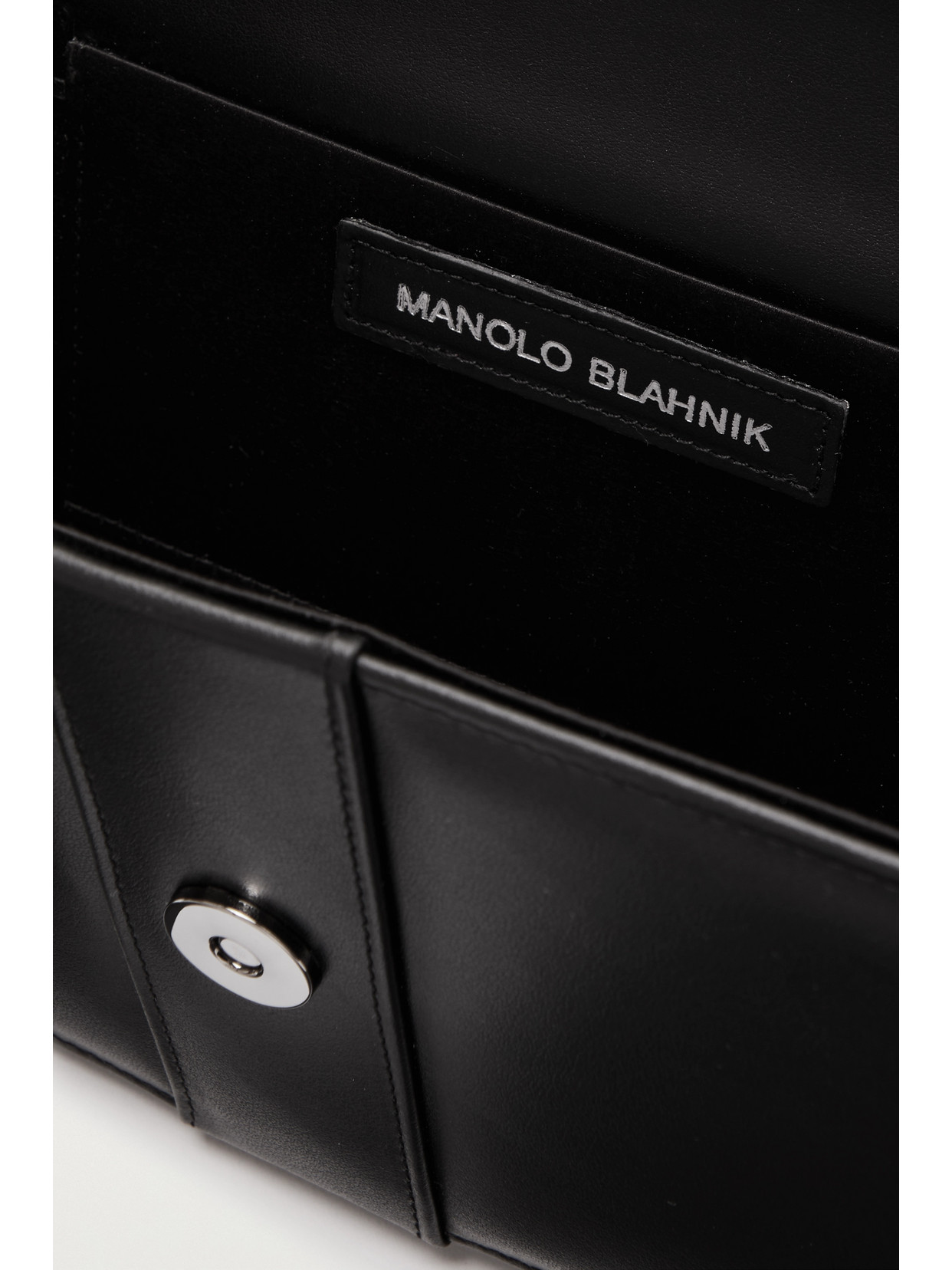 Manolo Blahnik Capri Crystal-embellished Leather Clutch In Black
