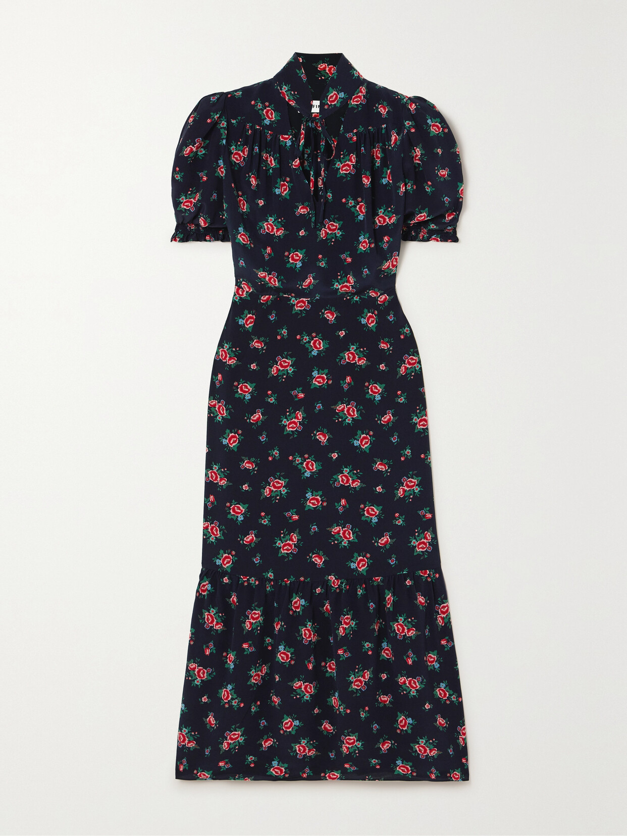 Cefinn - Rebecca Tiered Floral-print Silk Crepe De Chine Midi Dress - Blue