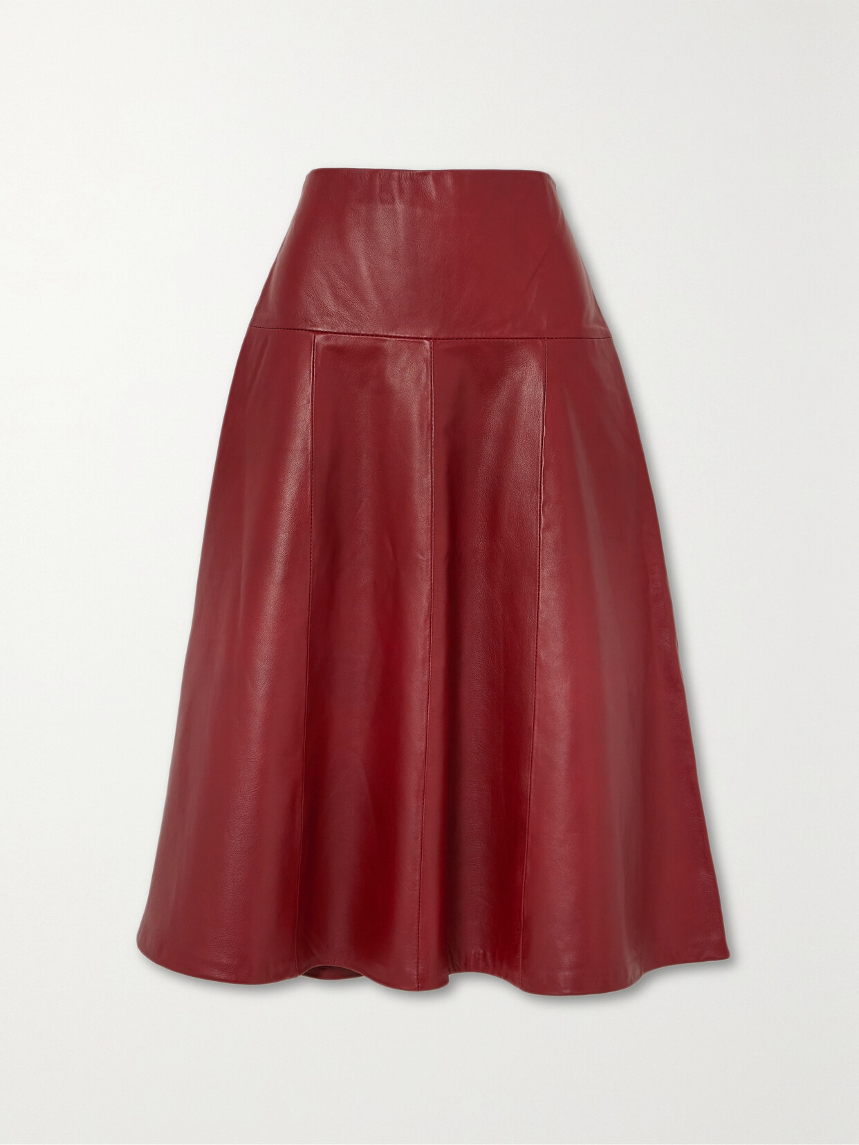 Cefinn Sierra Paneled Leather Midi Skirt In Red