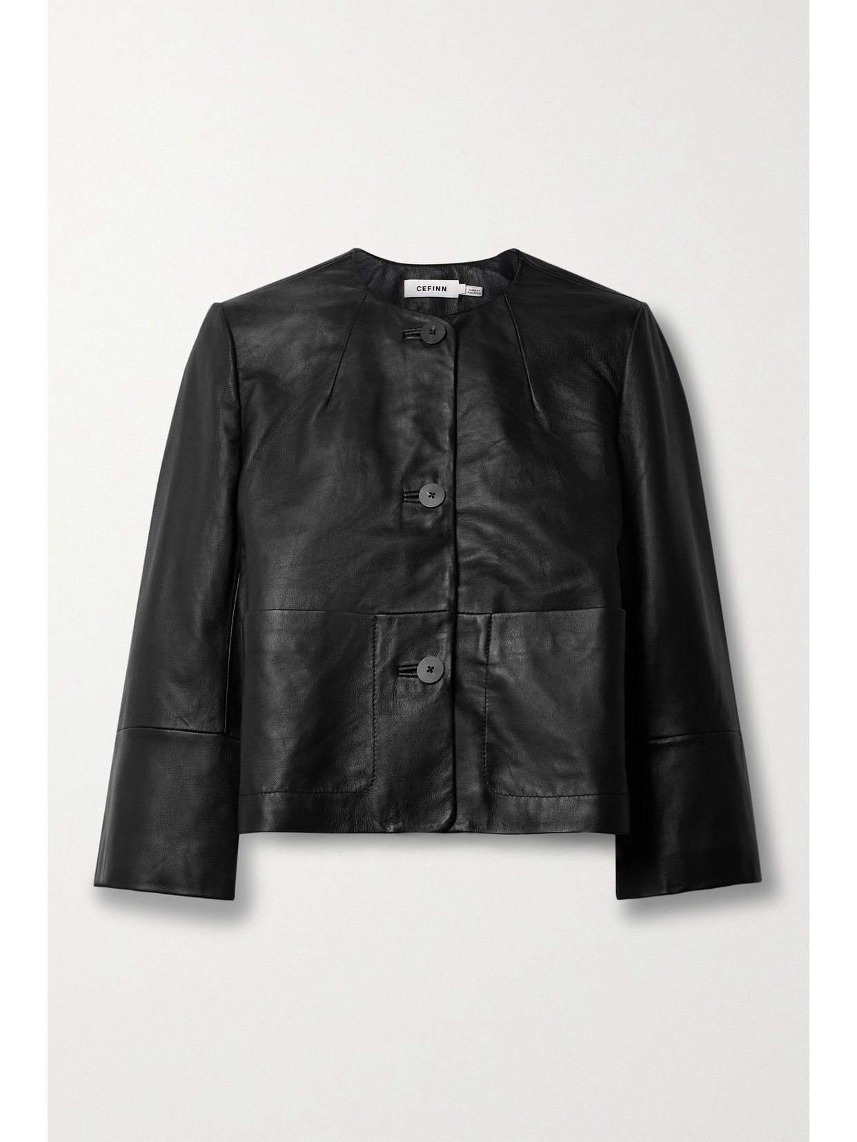 Cefinn - Leah Cropped Leather Jacket - Black