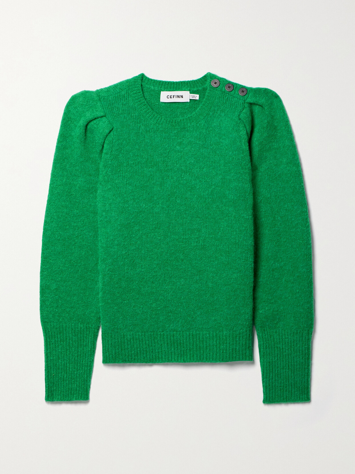 Cefinn - Joss Button-detailed Brushed-knit Sweater - Green