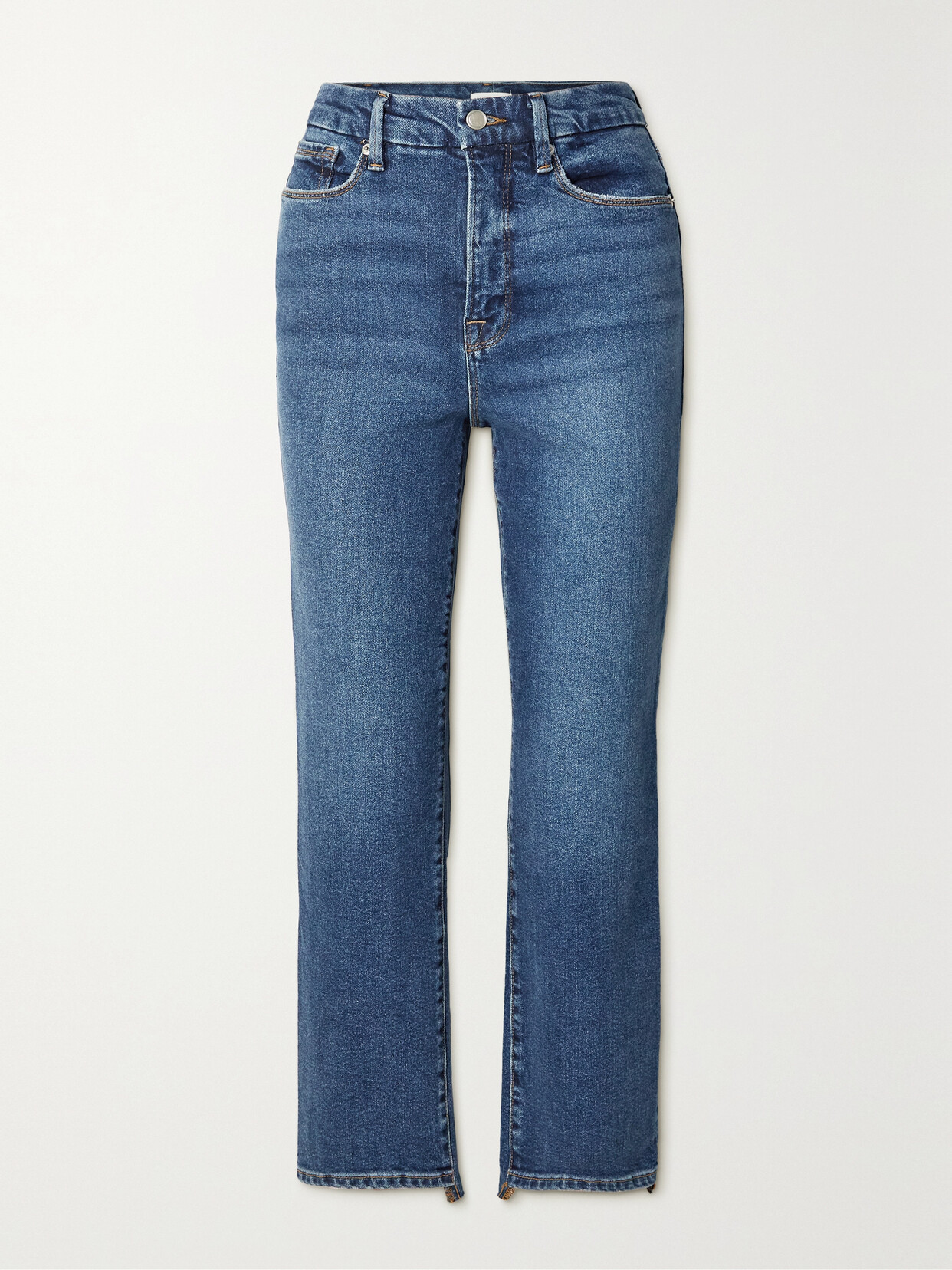 GOOD AMERICAN - Good Boy Cropped Recycled High-rise Slim-leg Jeans - Blue