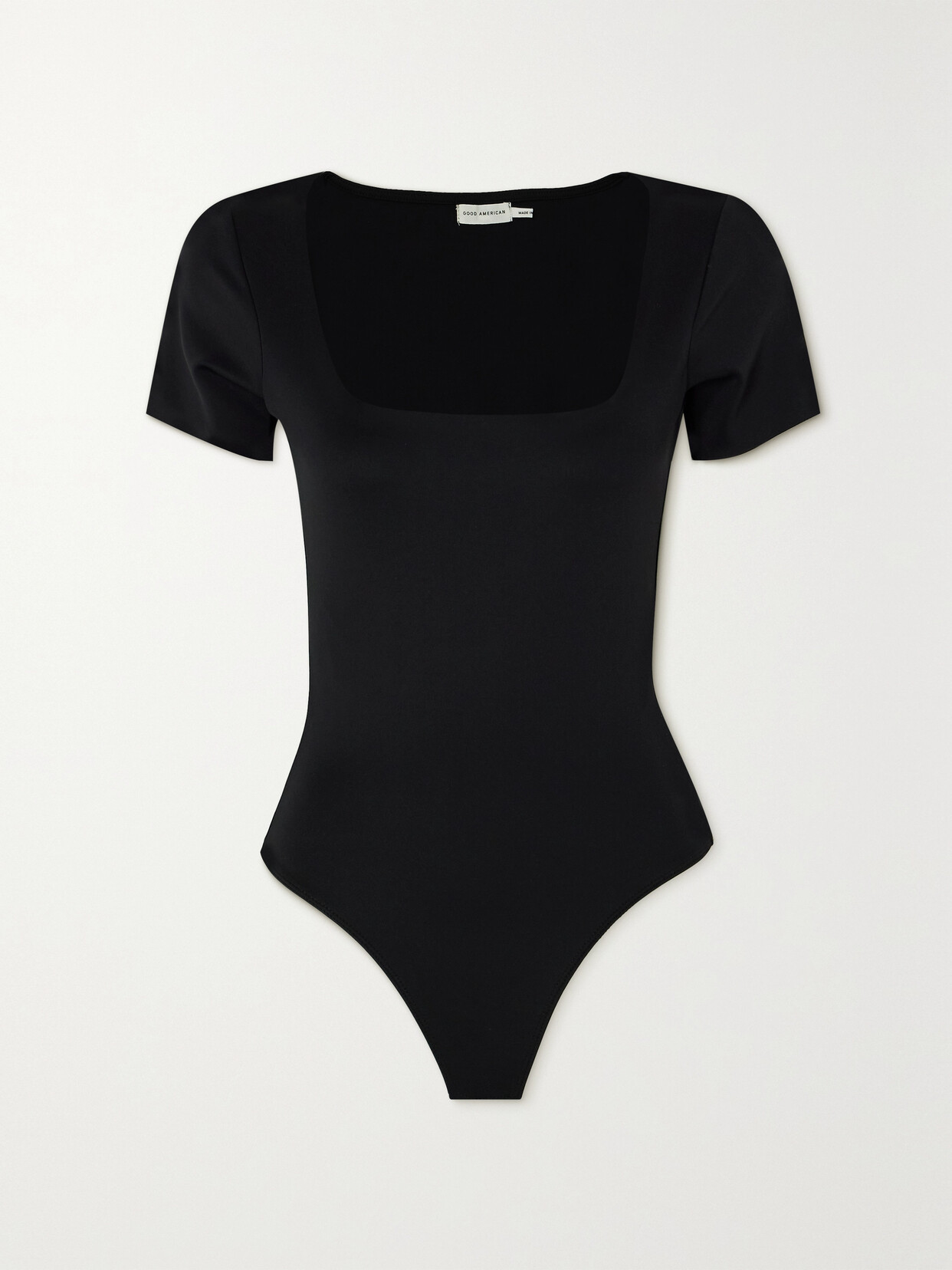 Good American Scuba Modern Stretch-jersey Thong Bodysuit In Black