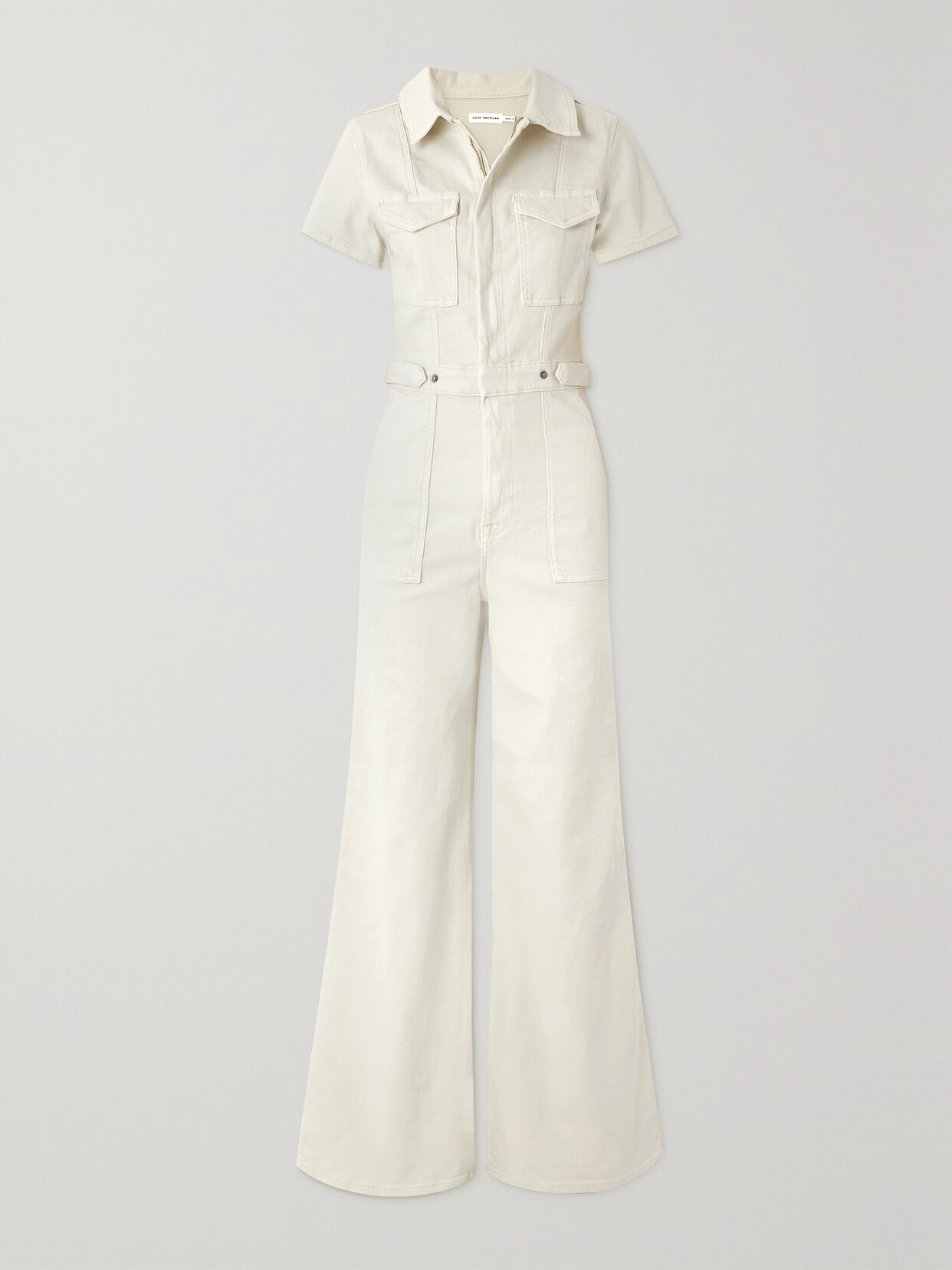 GOOD AMERICAN - Fit For Success Denim Jumpsuit - Off-white