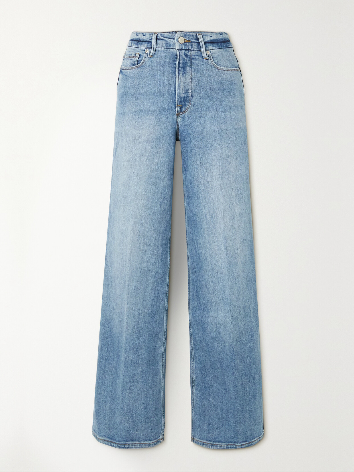 GOOD AMERICAN - Good Skate Recycled High-rise Wide-leg Jeans - Blue